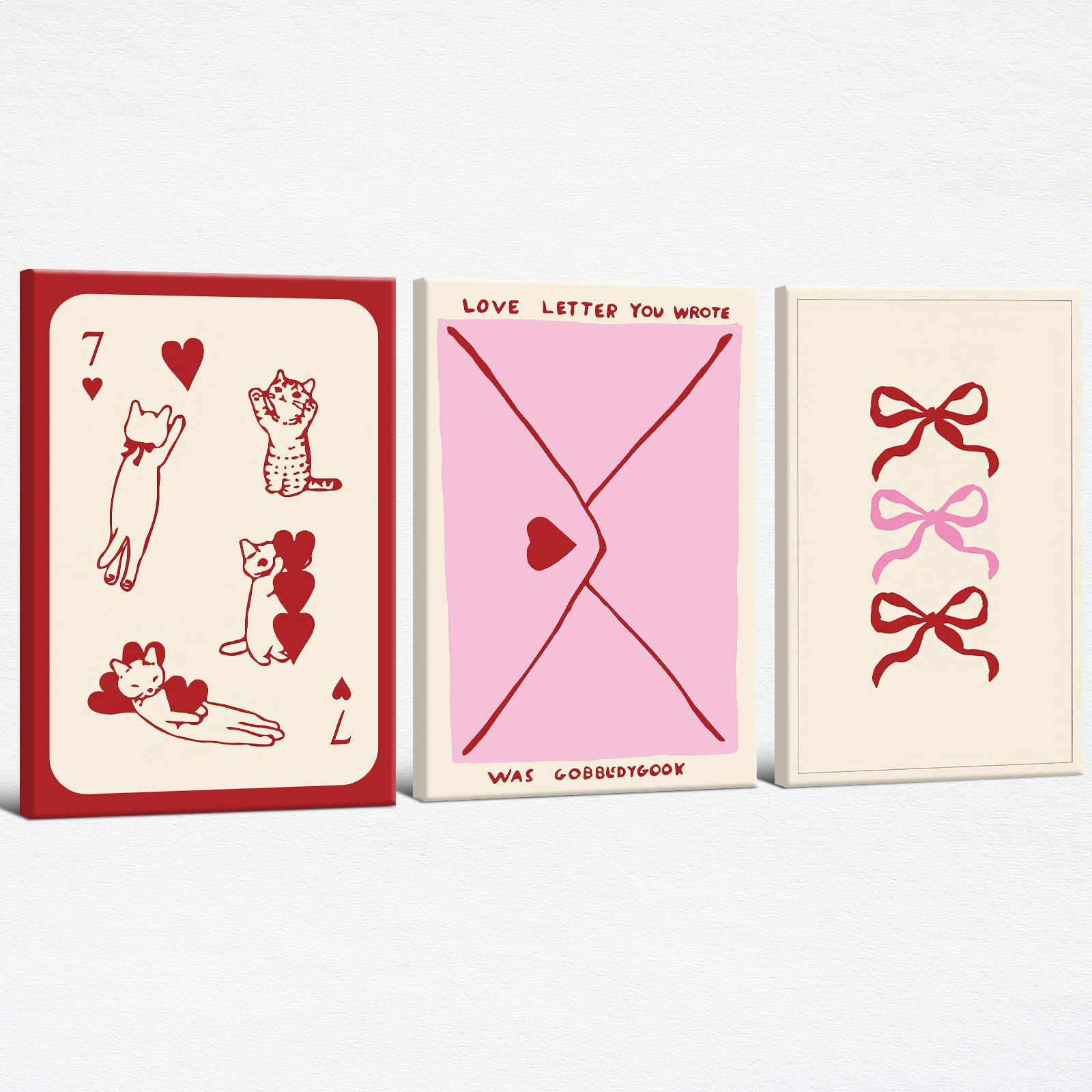 Coquette Bow Aesthetic Poster Preppy Wall Art Set of 3 Trendy Cute Canvas Prints