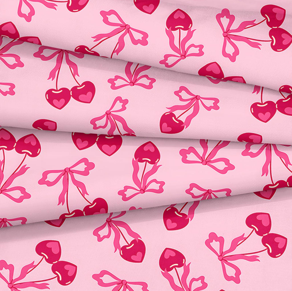 Pink Bowknot Comforter Set 4 Pcs Bow Tie Princess Bedding Blush Red Cherry Bed Quilt