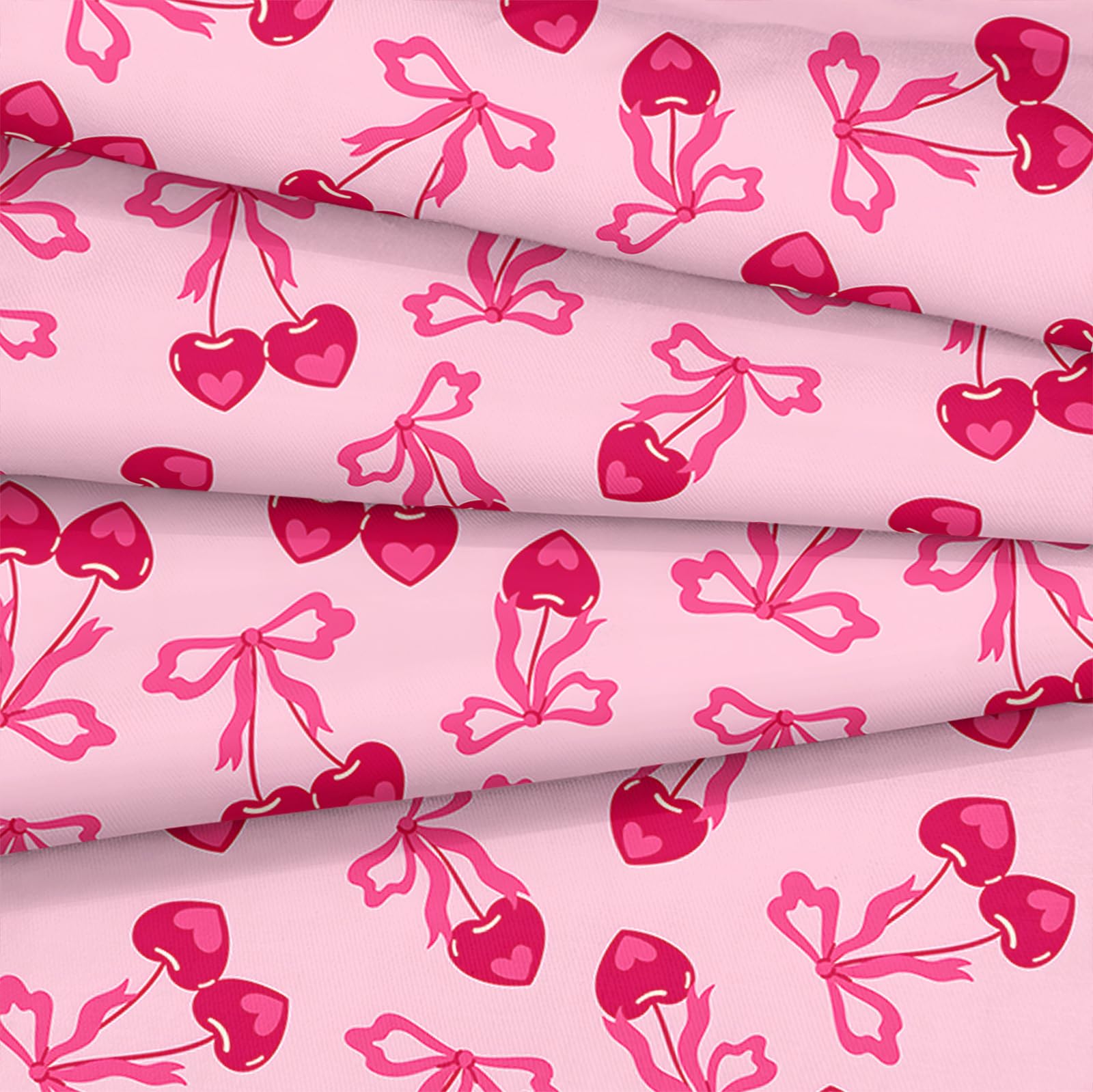 Pink Bowknot Comforter Set 4 Pcs Bow Tie Princess Bedding Blush Red Cherry Bed Quilt