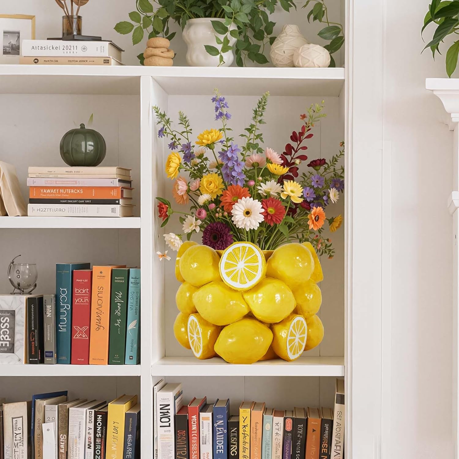 Lemon Vase, Yellow 3D Lemons-Shaped Design Décor