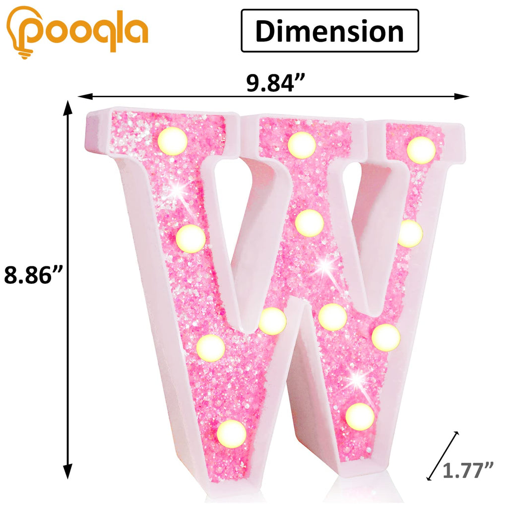 Pink LED Letters Glitter Alphabet LetterS & Numbers Sign Battery Powered