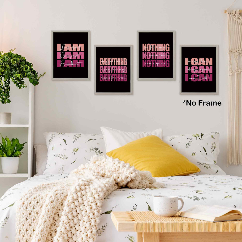 Set of 4 Inspirational Posters â€?Motivational Wall Art for Teen Girls & Women (8x10)