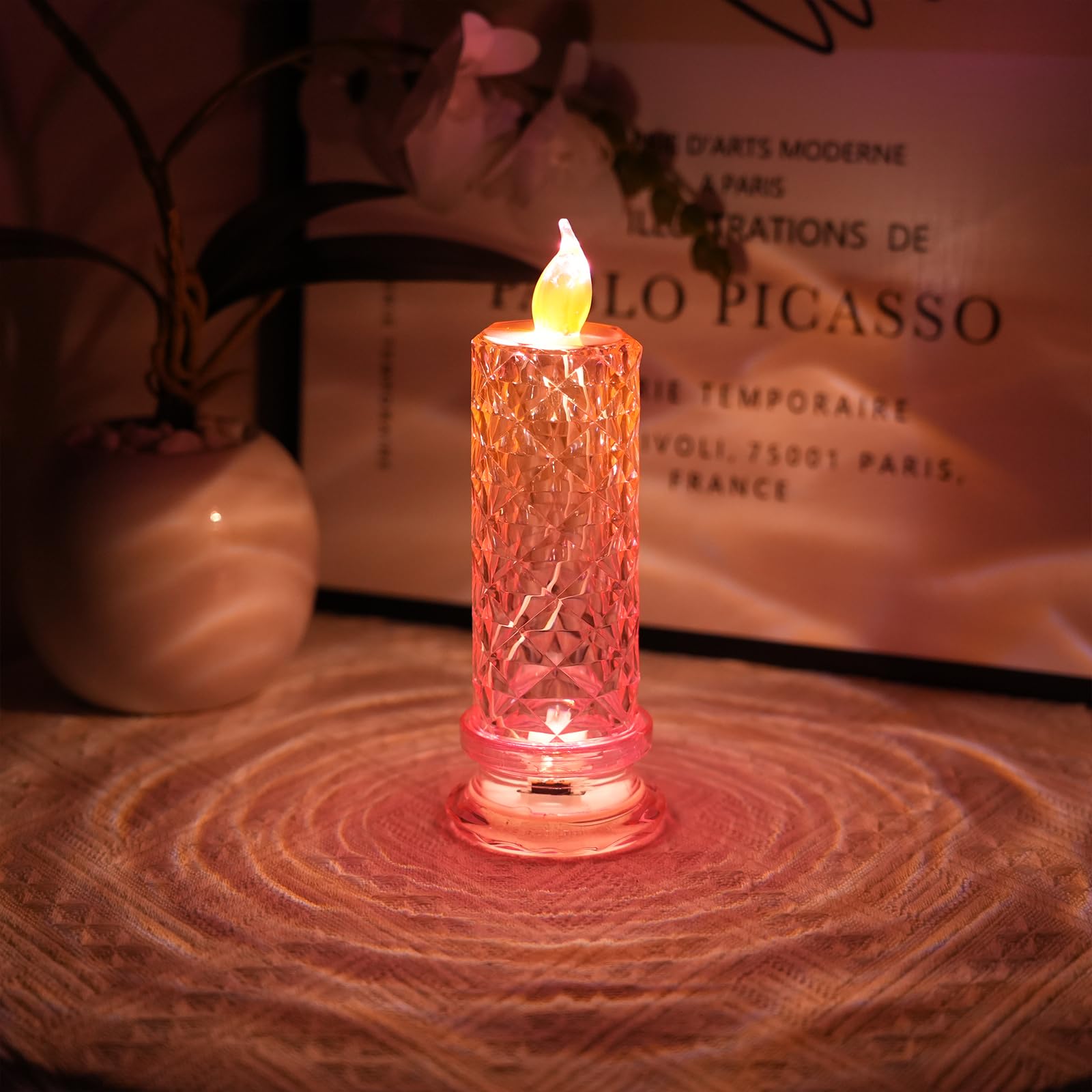 Shadow LED Flameless Candles - 4PCS Romantic Battery Operated Pillar Candles