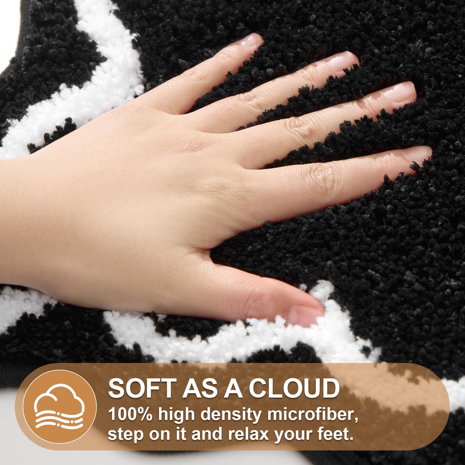 Cute Scalloped Bath Mat, Fun Plush Microfiber Scallop Bathroom Rugs Non Slip Washable Quick Dry Absorbent