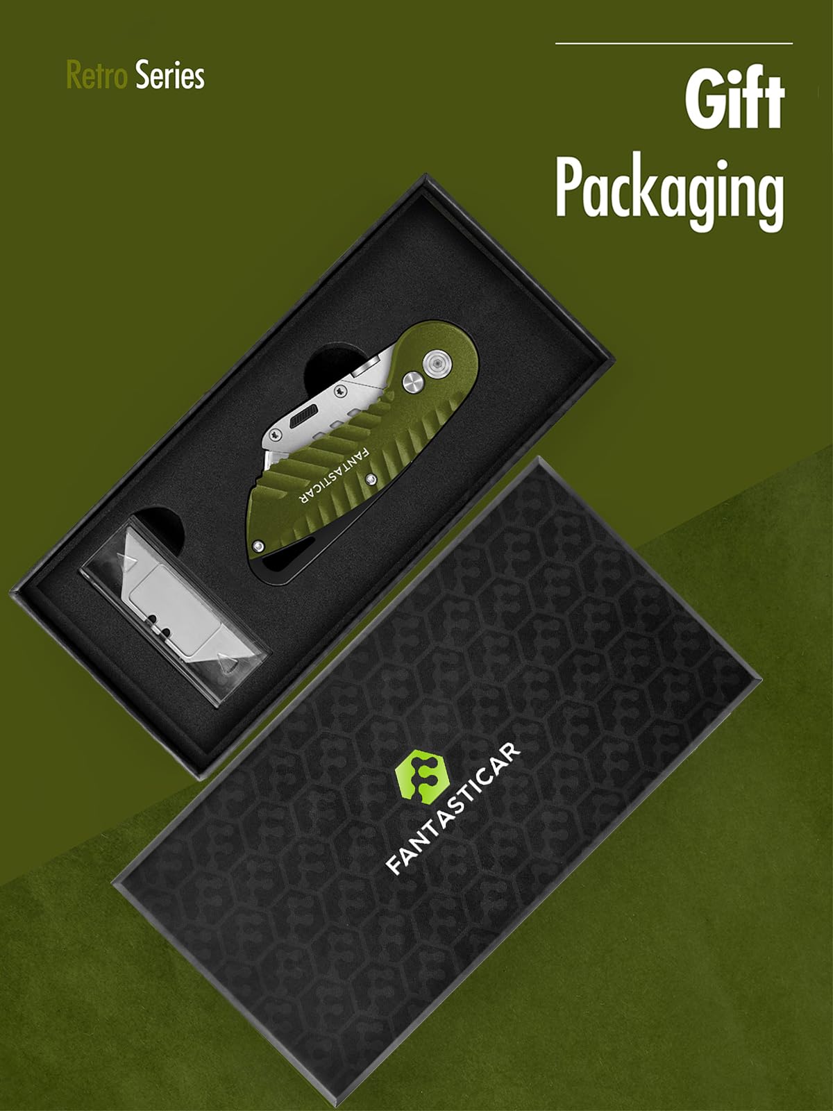 Folding Utility Knife, Cute Metal Box Cutter with Extra 5 Sharp Blades, Quick Blade Change, and Preminium Gift Packaging, for Cardboard Opener, Paper Cutter