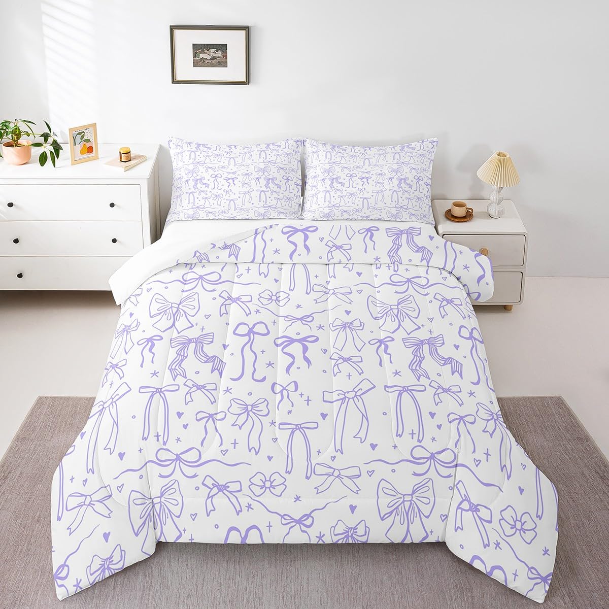 Dreamy Sweet Princess Style Quilt Set Reversible Duvet Insert, 2 Pillowcases
