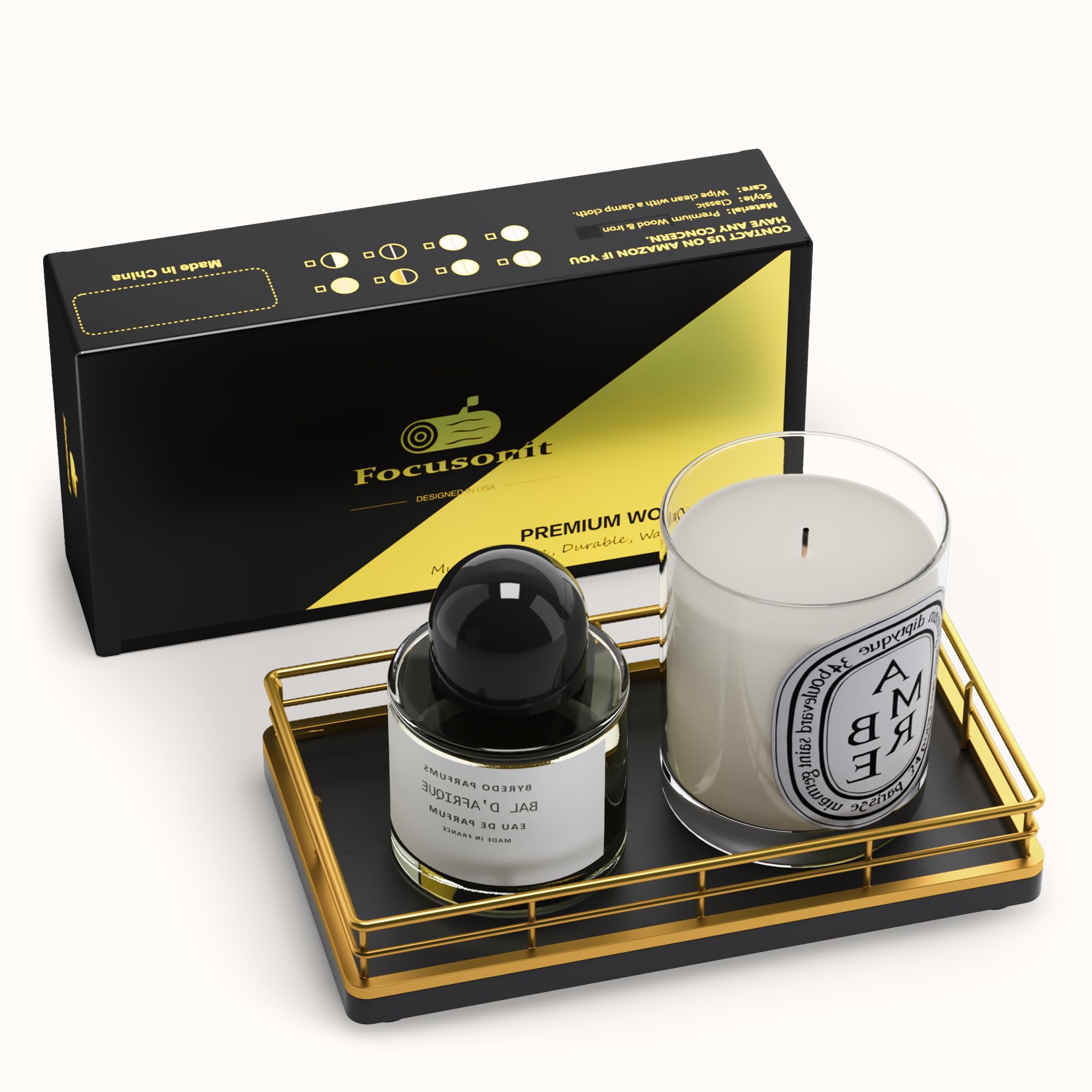 Vanity Tray for Jewelry Candle Makeup Perfume Holder Toilet Tank Tray Soap Cologne Organizer