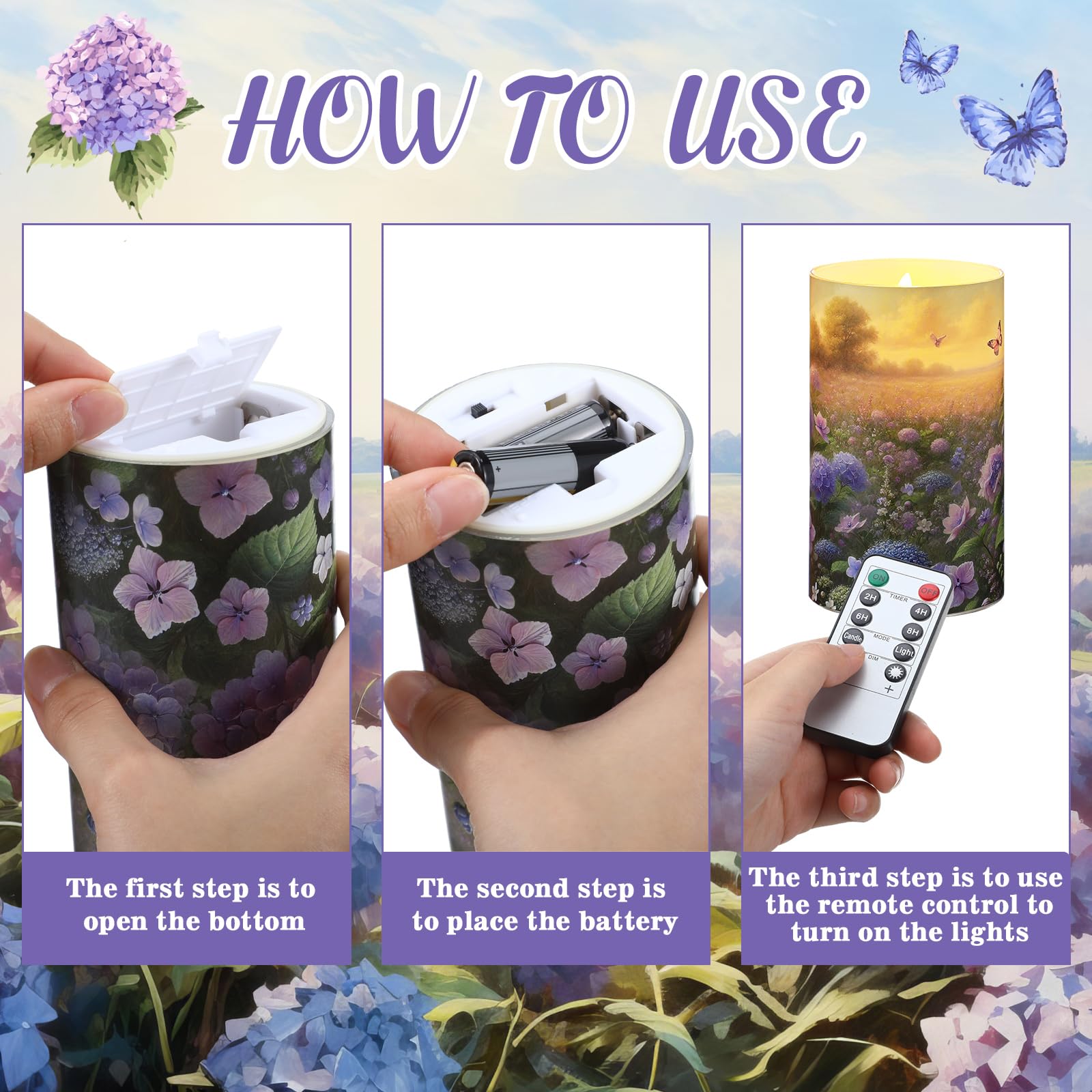 Coquette Flameless Candles LED Battery Pillar Candles Set Battery Operated with Remote