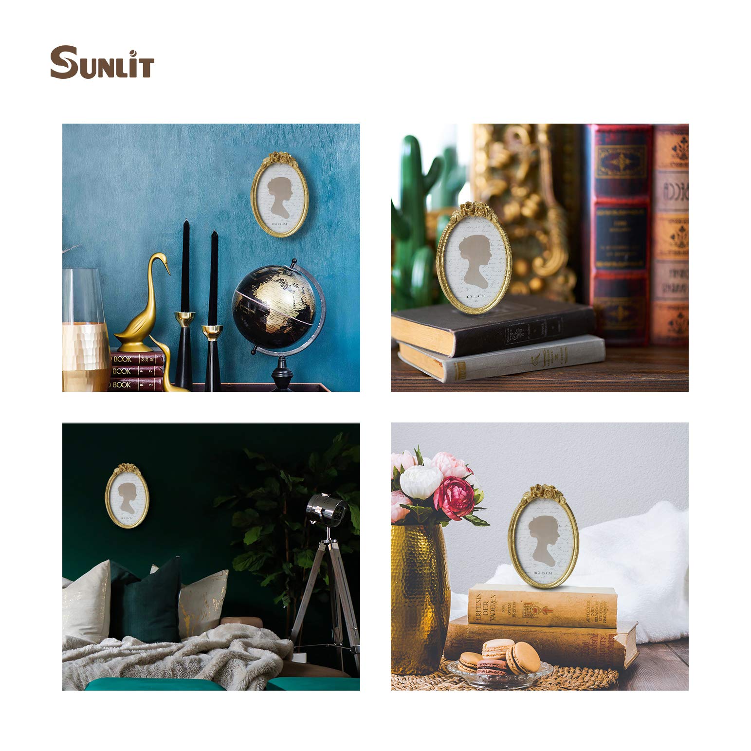 Vintage Picture Frame, Oval Antique Photo Frames with Glass Front, Luxury Photo Display, Tabletop Wall Hanging