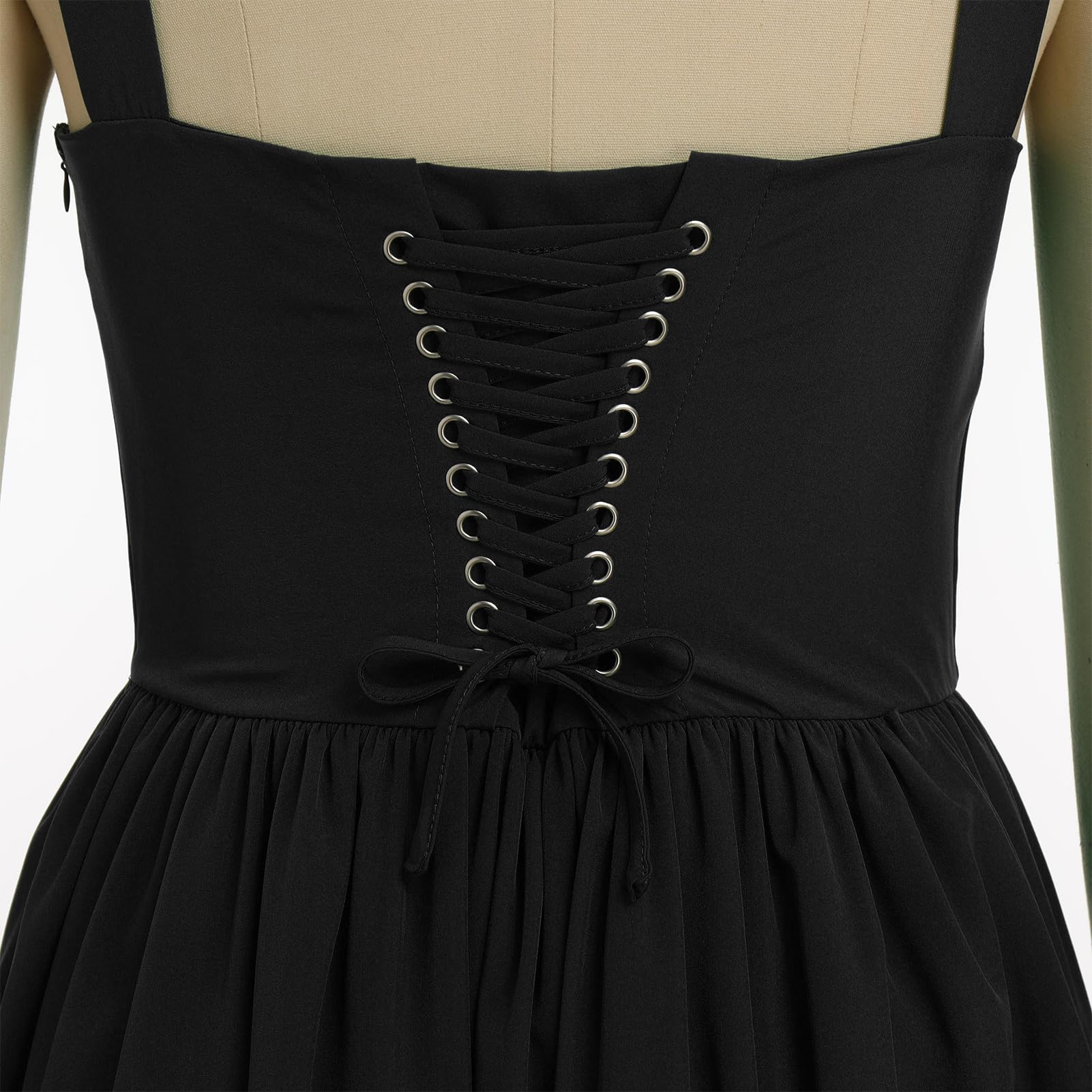 Women's Spaghetti Strap Corset Mini Dress â€?Backless, Lace-Up, Low-Cut Ruffle Sundress