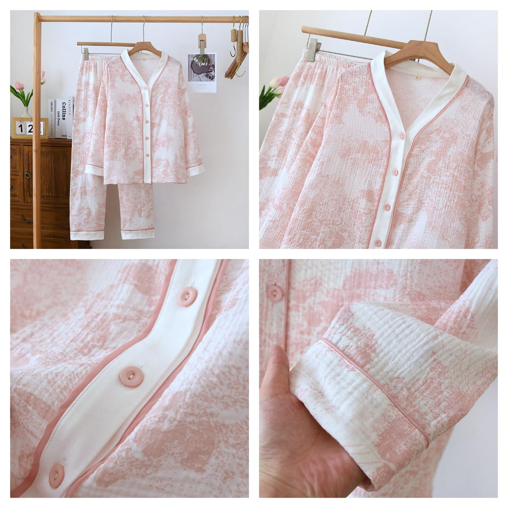 Women Linen Set Coquette Womens Pajamas Set - Old Money Aesthetic Lounge Sets