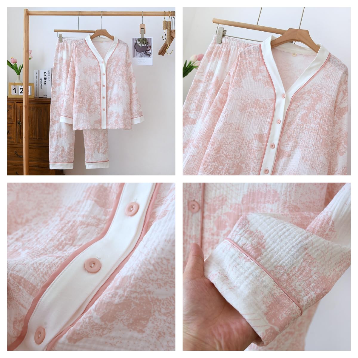 Women Linen Set Coquette Womens Pajamas Set - Old Money Aesthetic Lounge Sets