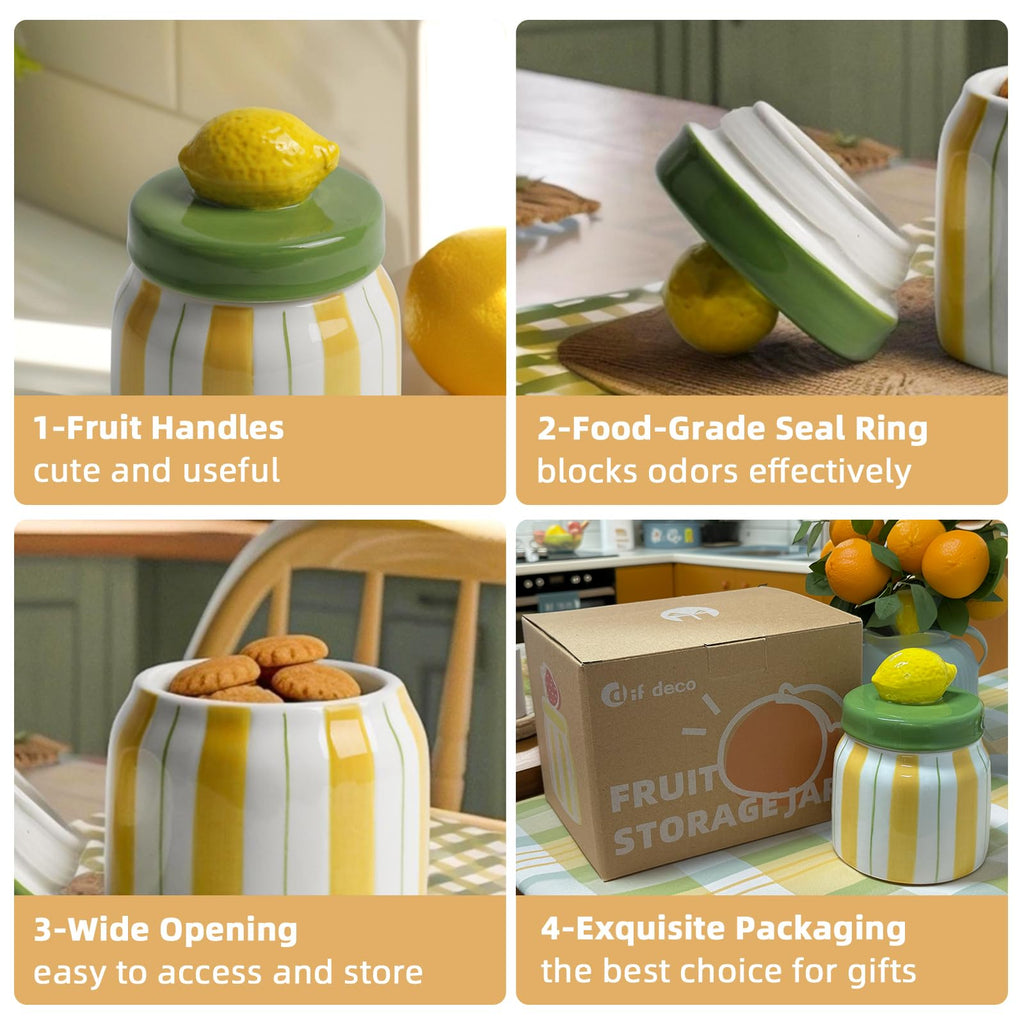 Cookie Jars with Lid Airtight, Hand Painted Ceramic