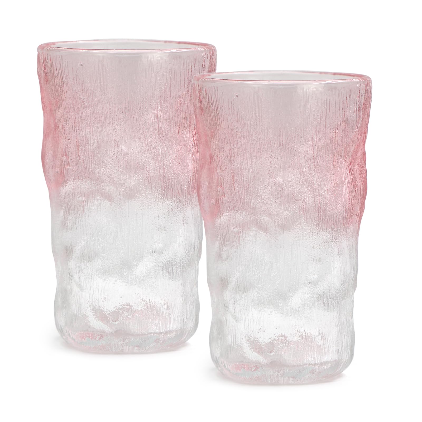 Drinking Glasses, Glassware Sets of 2, Mixed Drinking Glacier Pattern 12 oz Glass Cups