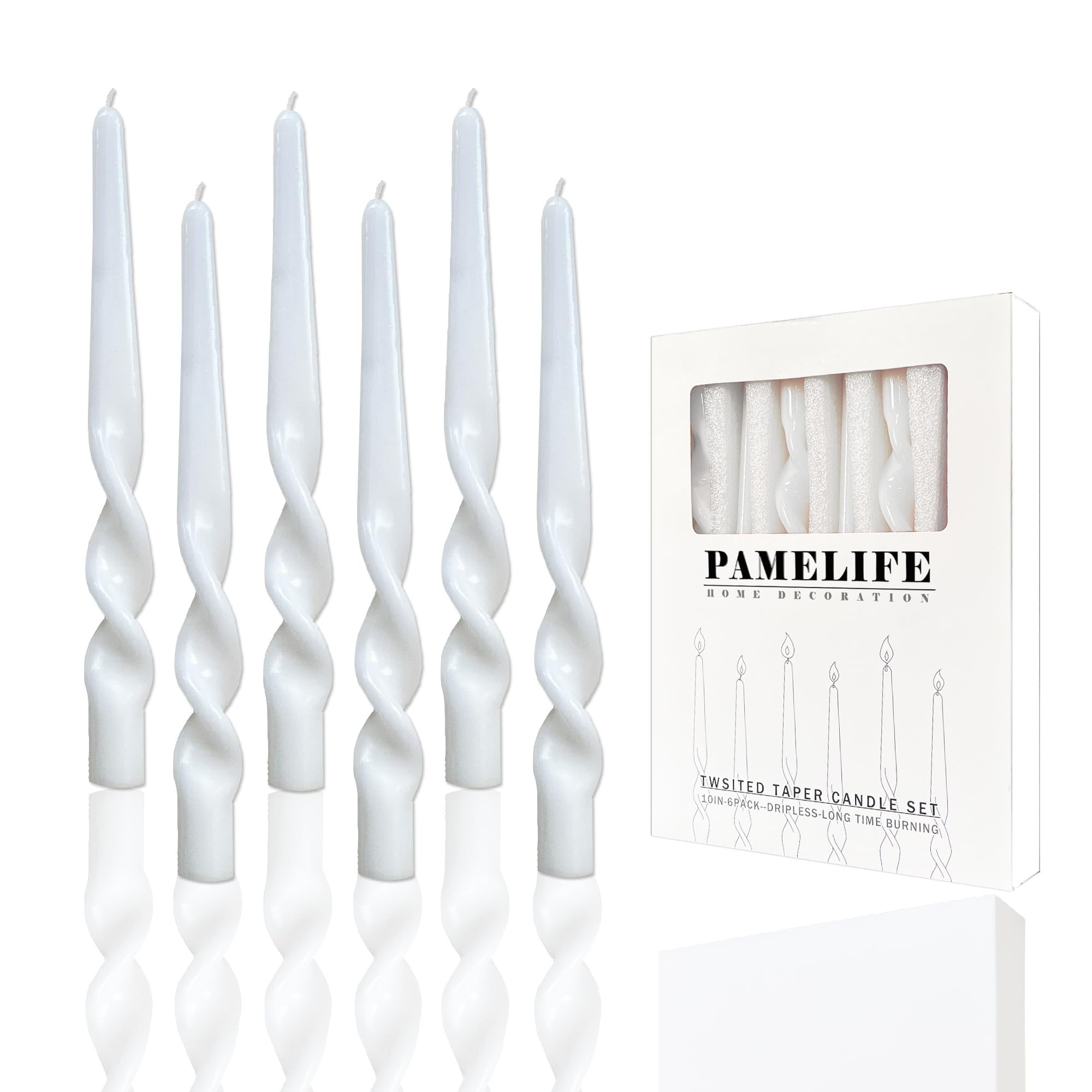 Spiral Taper Candles - Set of 6 Twisted Candle 9.5 Inch Tall for Home Decoration