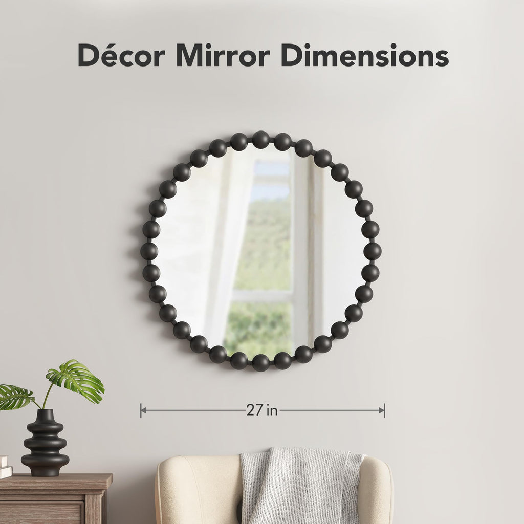 Metal Spherical Frame Round Mirror 36" Diameter