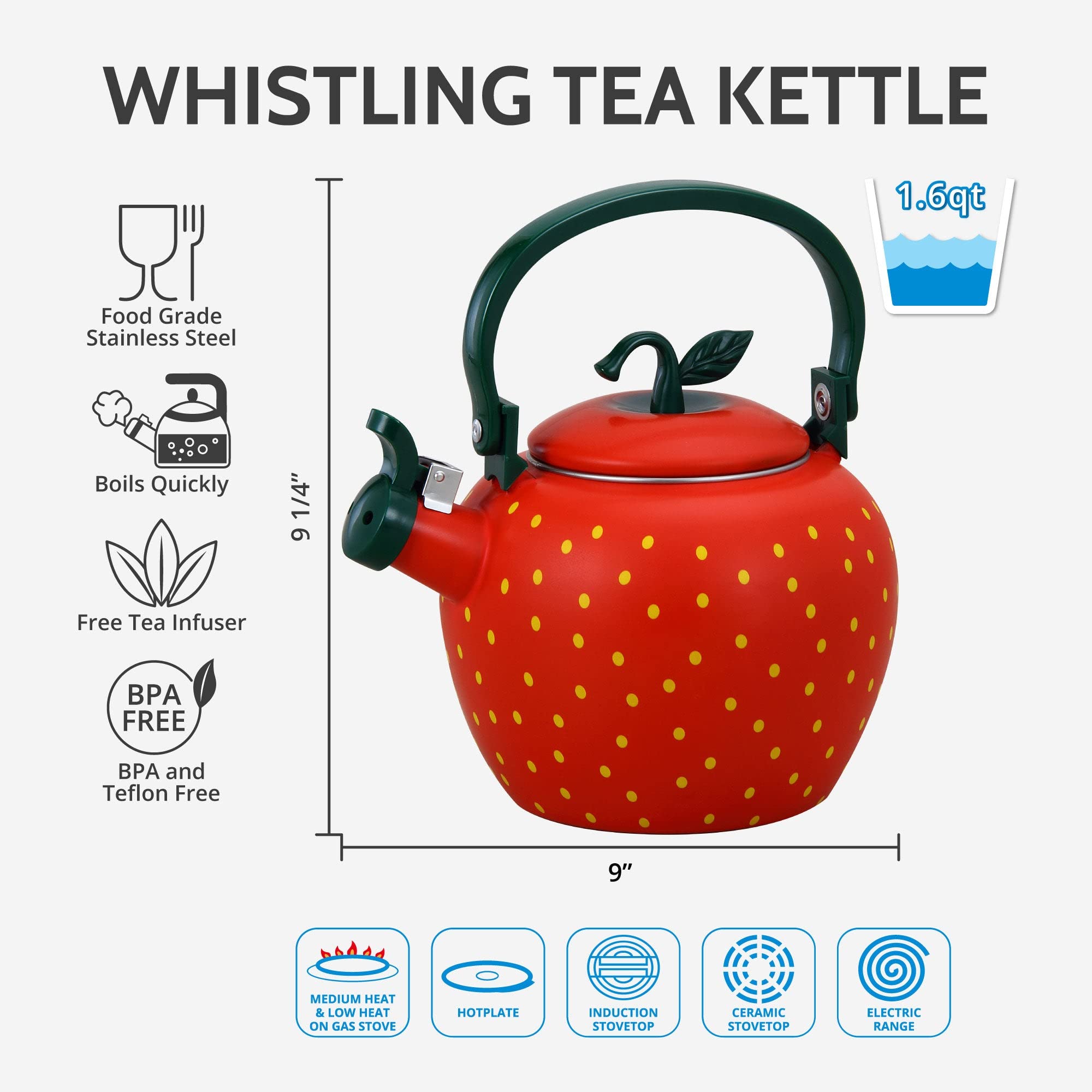 Whistling Tea Kettle for Stove Top Enamel on Steel