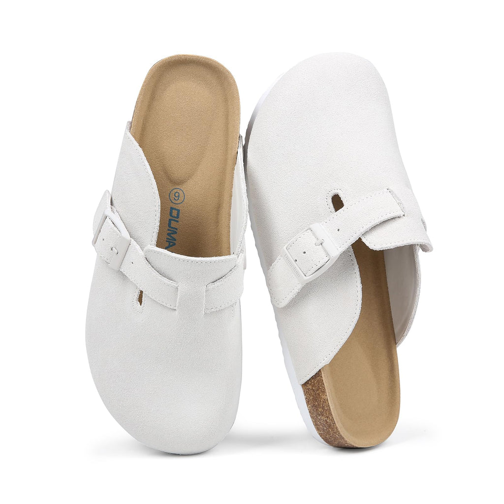 Women's Suede Clog Leather Mules Arch Support with Comfort Cork Footbed