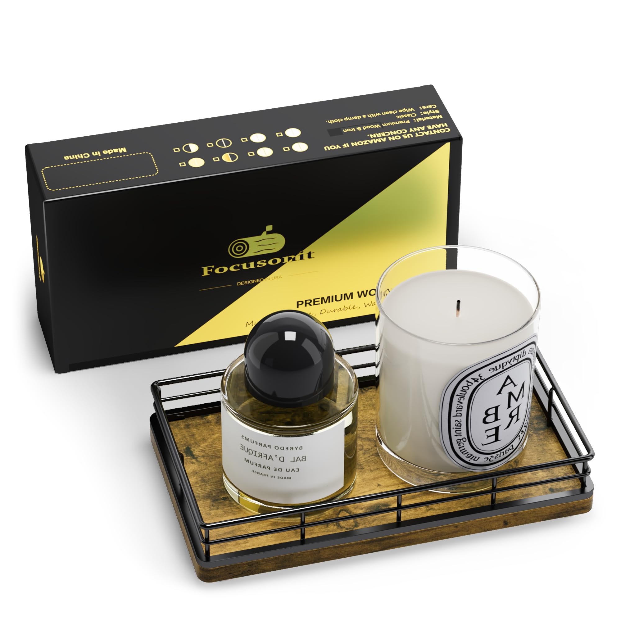 Vanity Tray for Jewelry Candle Makeup Perfume Holder Toilet Tank Tray Soap Cologne Organizer