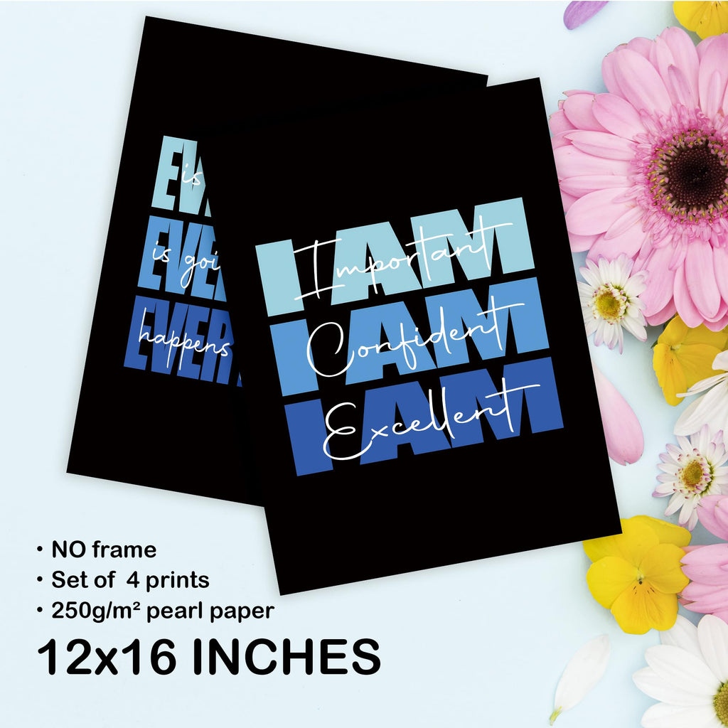 Set of 4 Inspirational Posters â€?Motivational Wall Art for Teen Girls & Women (8x10)