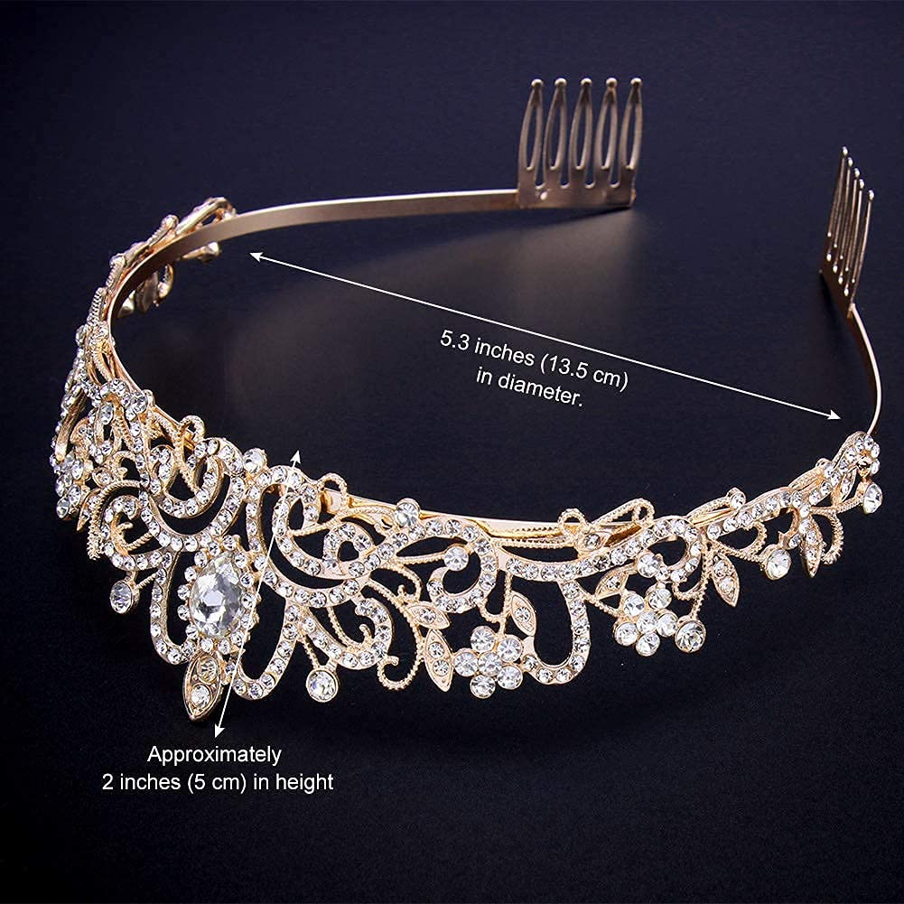 Princess Crystal Tiara Crown Headband Elegant Crown With Combs