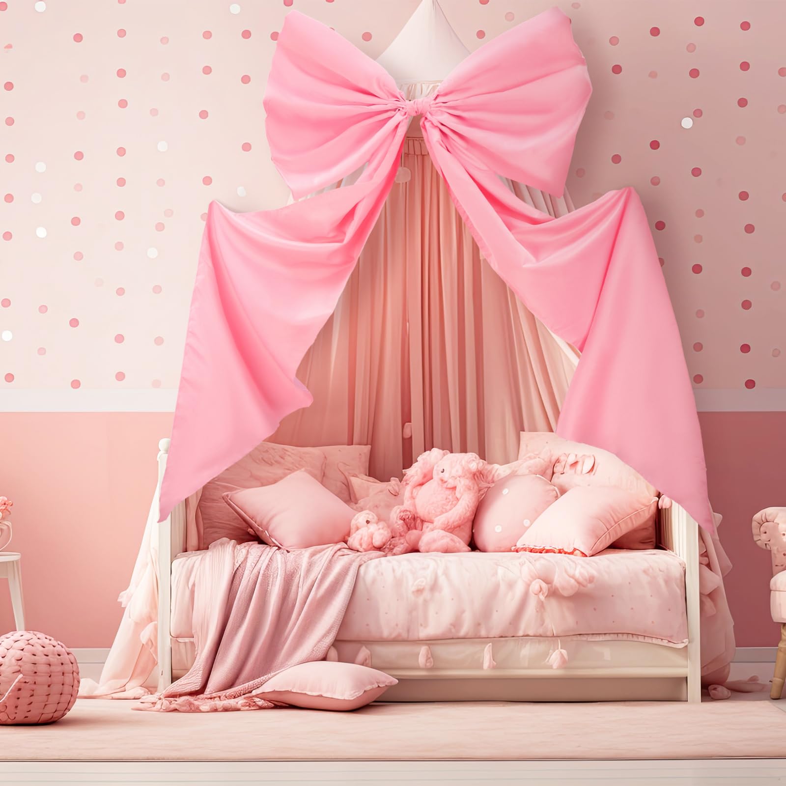 Large Big Wall Bow Decorations 39 x 72 Inch Coquette Decor Ribbon Hanging Tie Bow Decor