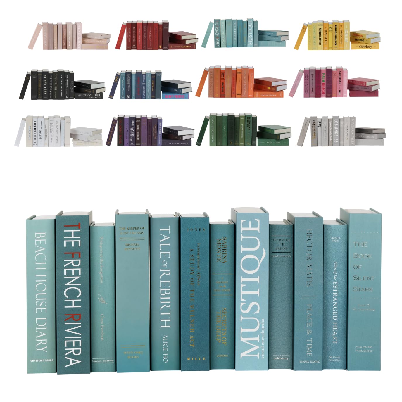 Decorative Faux Books, 12 Fake Books for Bookshelf Decor