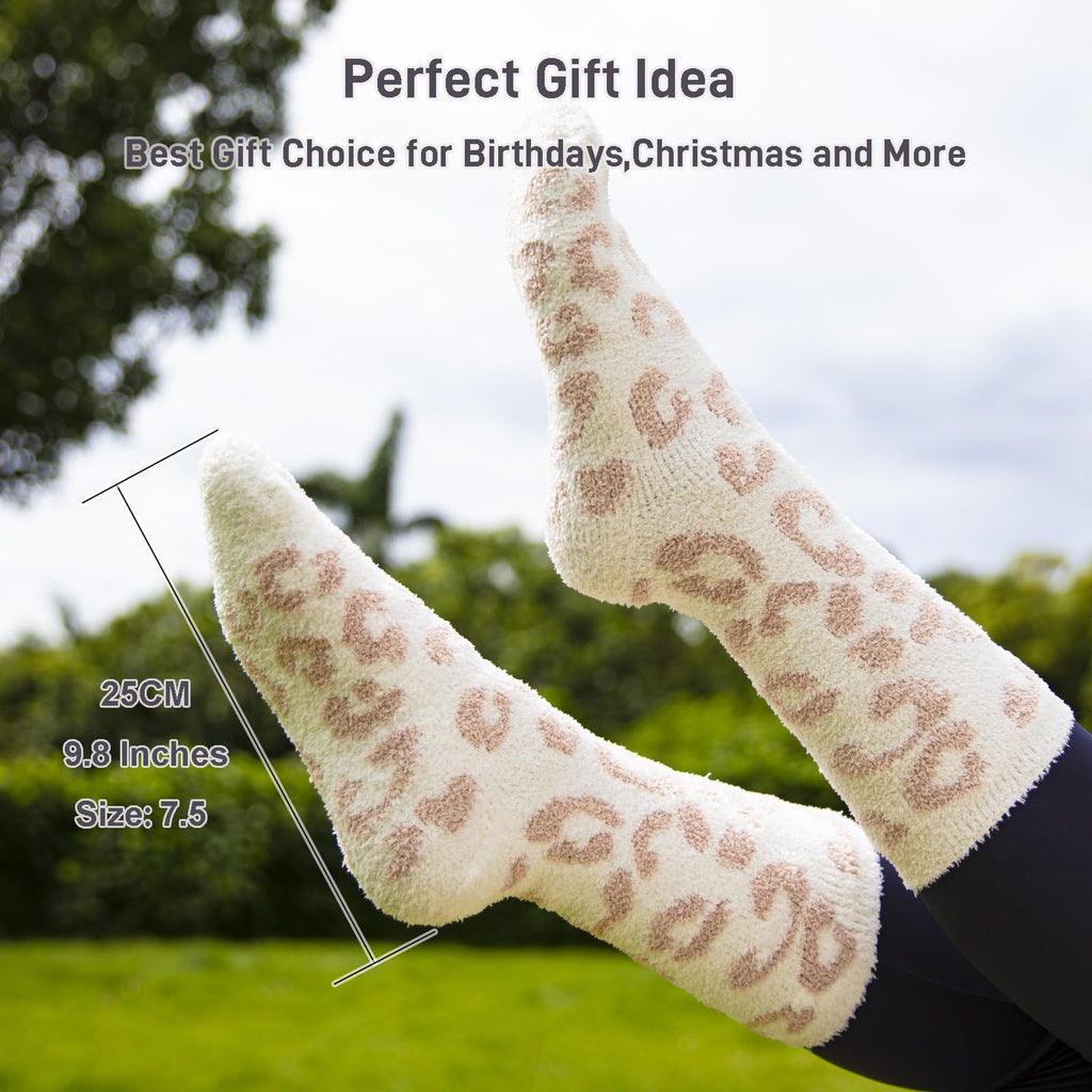 Fuzzy Socks for Women Leopard Print,Microfiber Cozy Socks Fluffy Warm Socks for Women, Luxury Gifts for Women