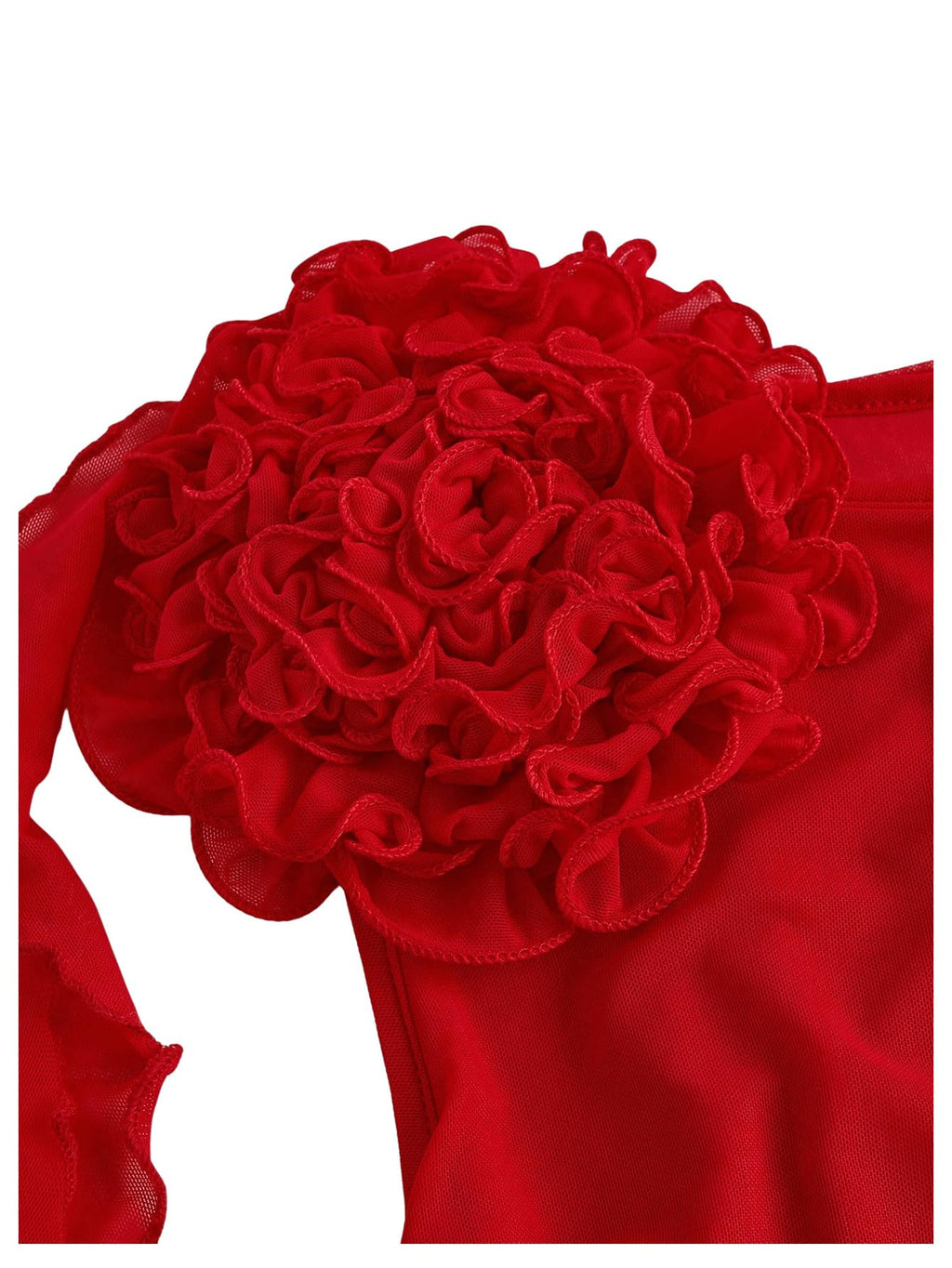 Women's Sleeveless Floral Appliques Bodycon Mesh Irregular Ruffle Hem Dress