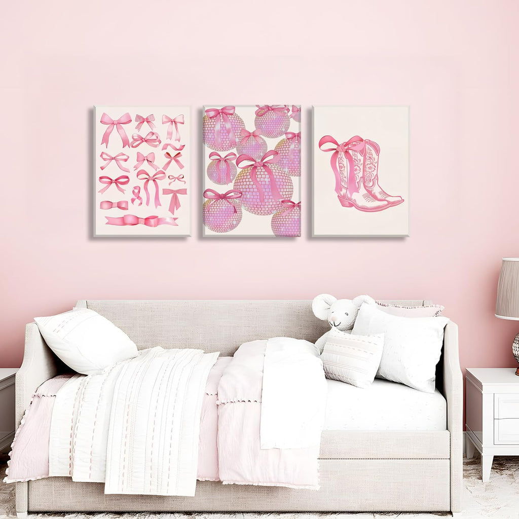 Trendy Blue Wall Art Set of 3, Preppy Navy Blue Wall Decor, Coquette Disco Lucky Me 8 Ball Poster Canvas Prints Aesthetic Pictures Room Dorm