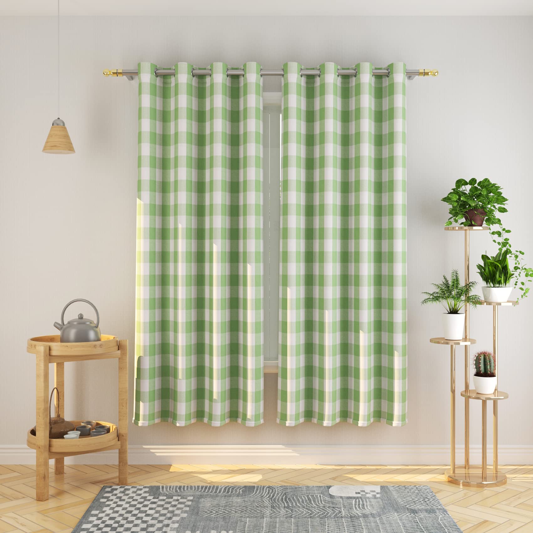 Tier Curtains Check Gingham Plaid Window Curtain Panels Bathroom Grommet Top Window Treatment 2 Panels