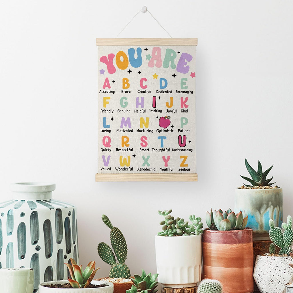 Coquette Teacher Wall Decor - Preppy Teacher Wall Art with Wooden Poster Hanger, for Office & Classroom, 12x16 Inch