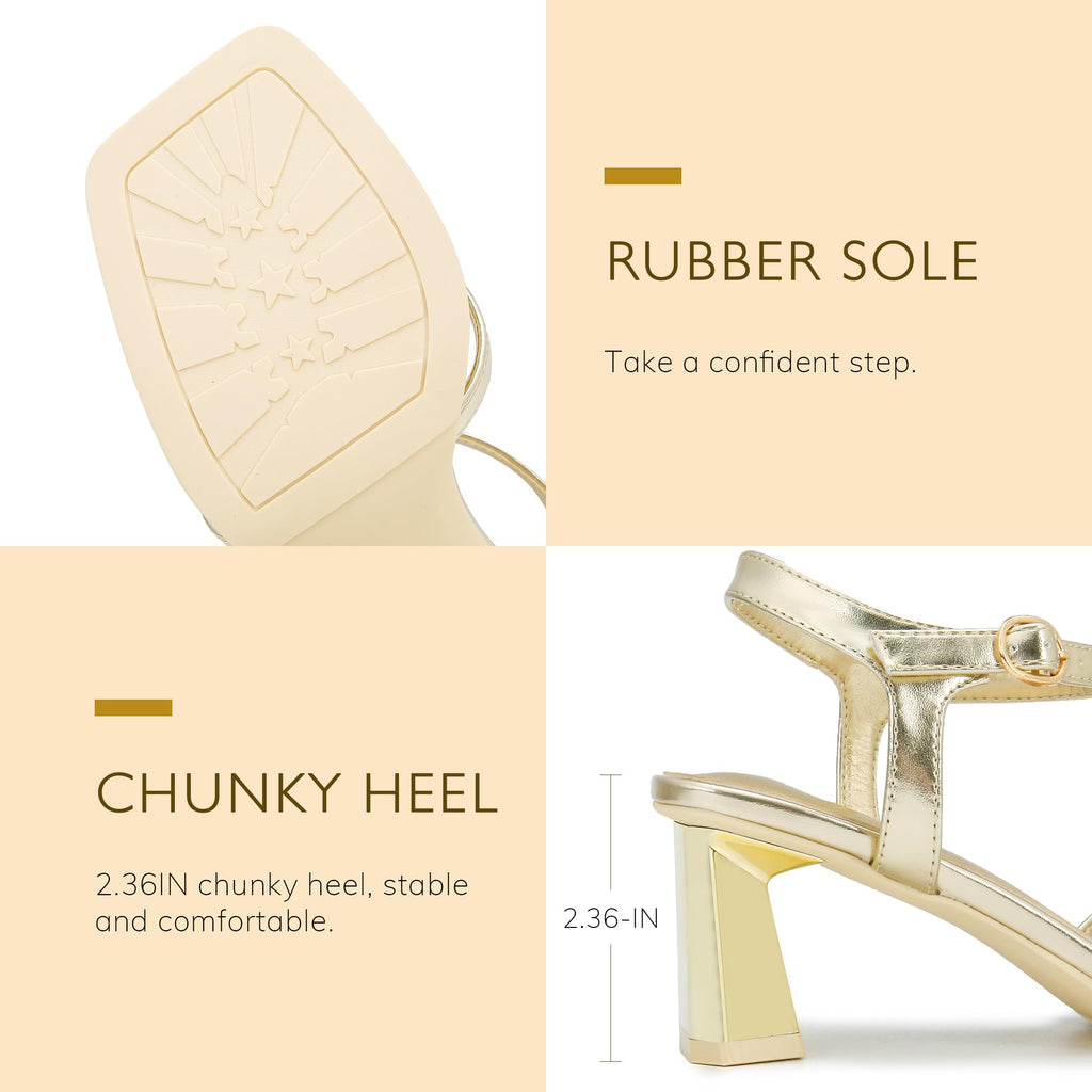 High Heels for Women Bow Block Chunky Heels Square Open Toe Sandals Strappy Heels