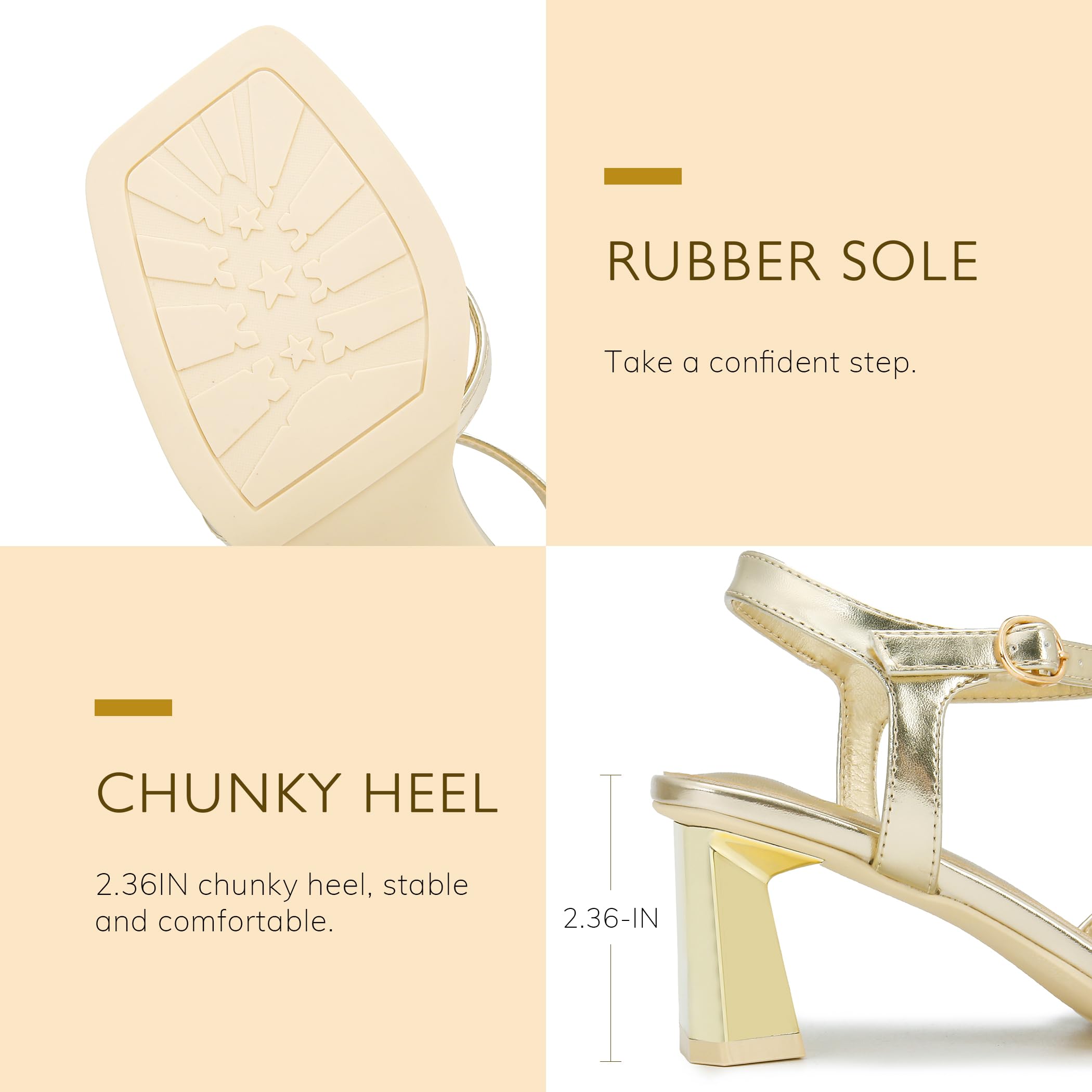 High Heels for Women Bow Block Chunky Heels Square Open Toe Sandals Strappy Heels