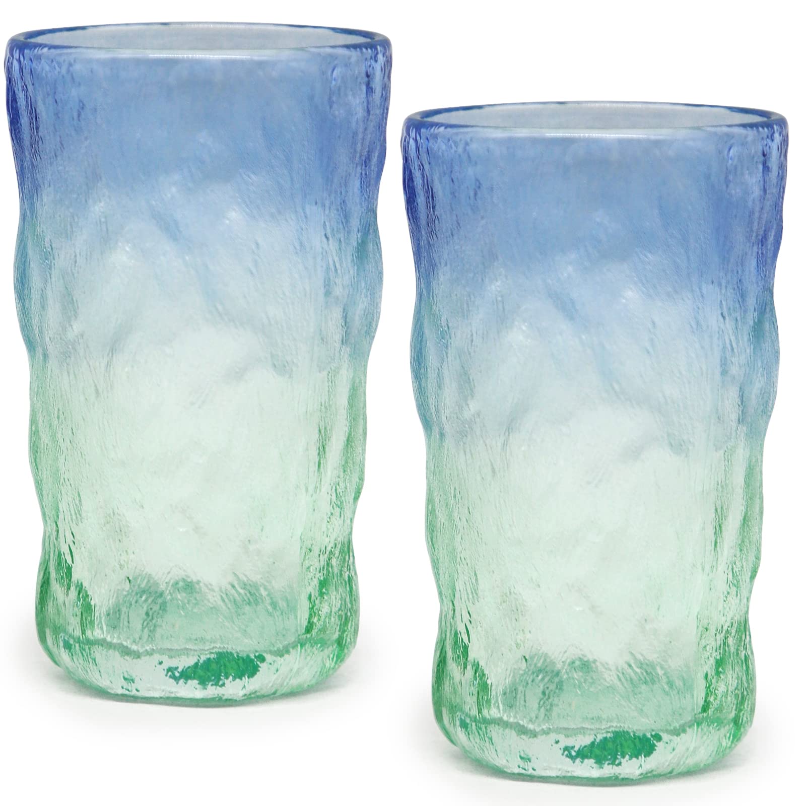 Drinking Glasses, Glassware Sets of 2, Mixed Drinking Glacier Pattern 12 oz Glass Cups