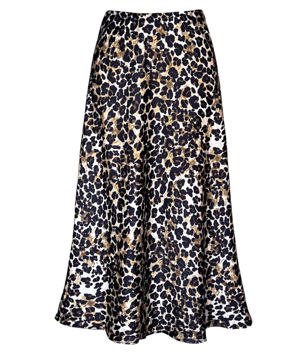 Women's Satin High Waist Hidden Elasticized Waistband Flared Casual A Line Midi Skirt