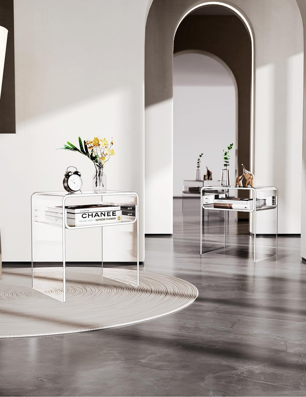 Clear Acrylic End Table 2-Tier Bedside nightstand