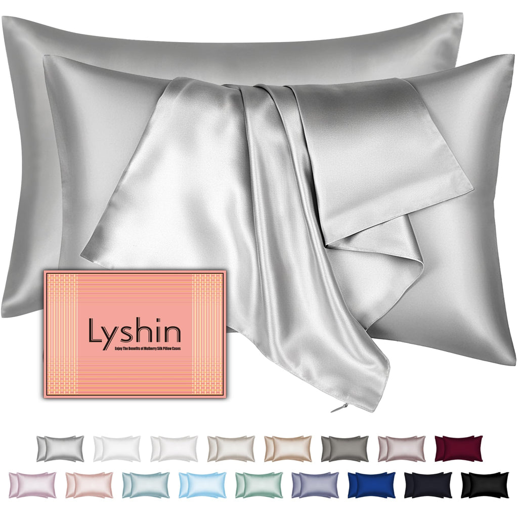 Silk Pillow Cases with Hidden Zipper, Ultra Smooth and Soft Breathable Cooling Silk Satin Pillowcase