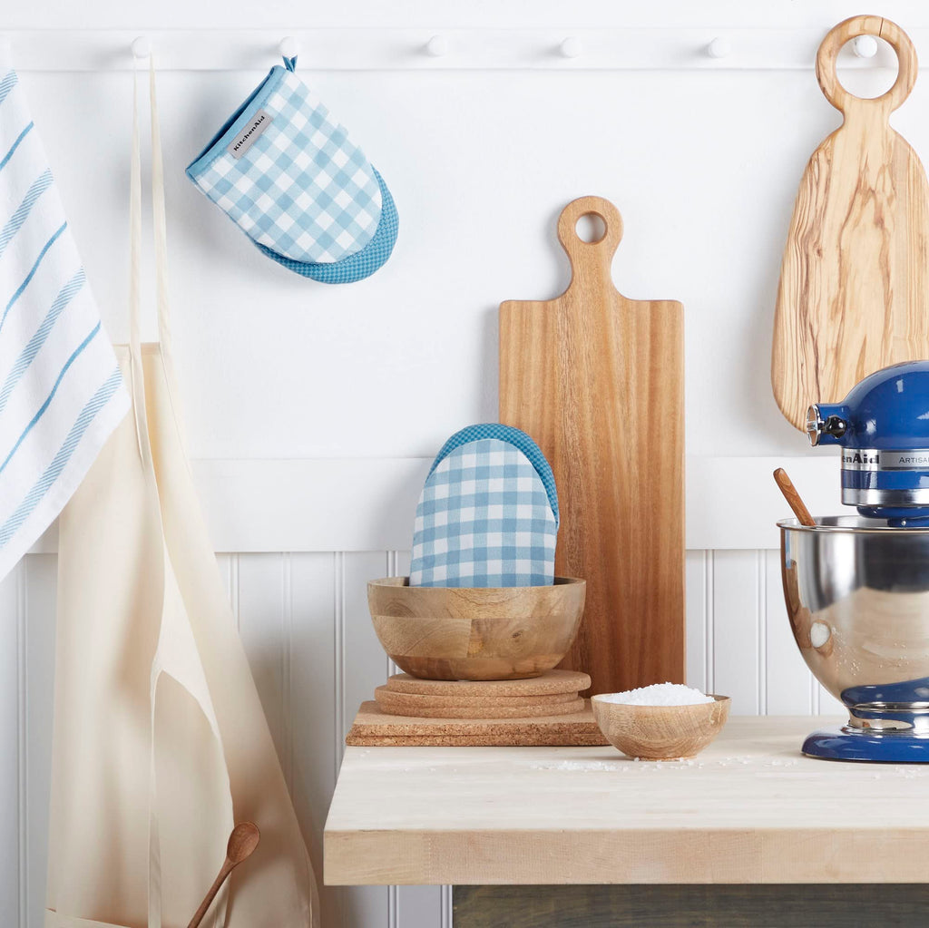 Gingham Mini Oven Mitt 2-Pack Set, Dried Rose, 5.5"x8"