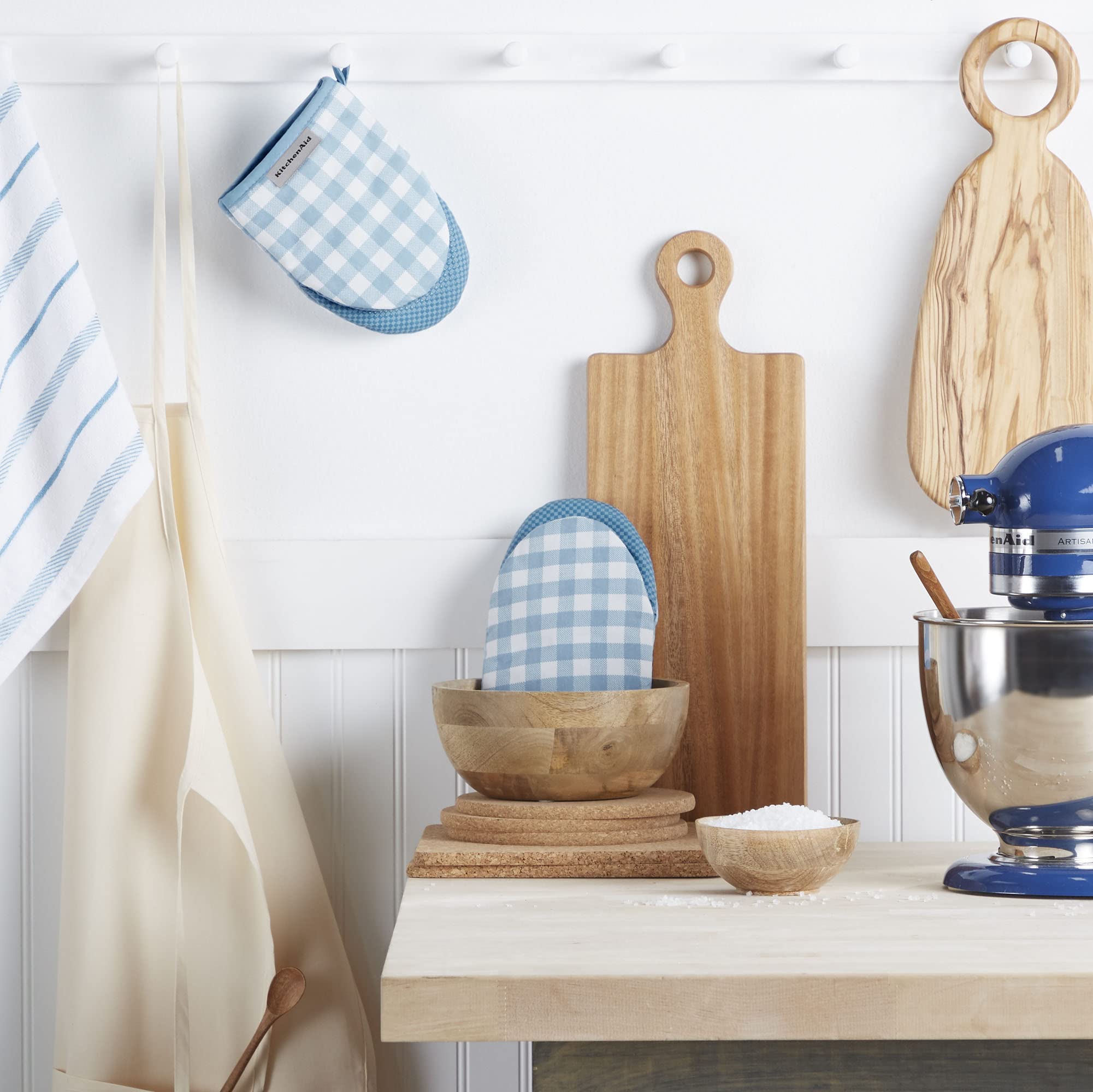 Gingham Mini Oven Mitt 2-Pack Set, Dried Rose, 5.5"x8"