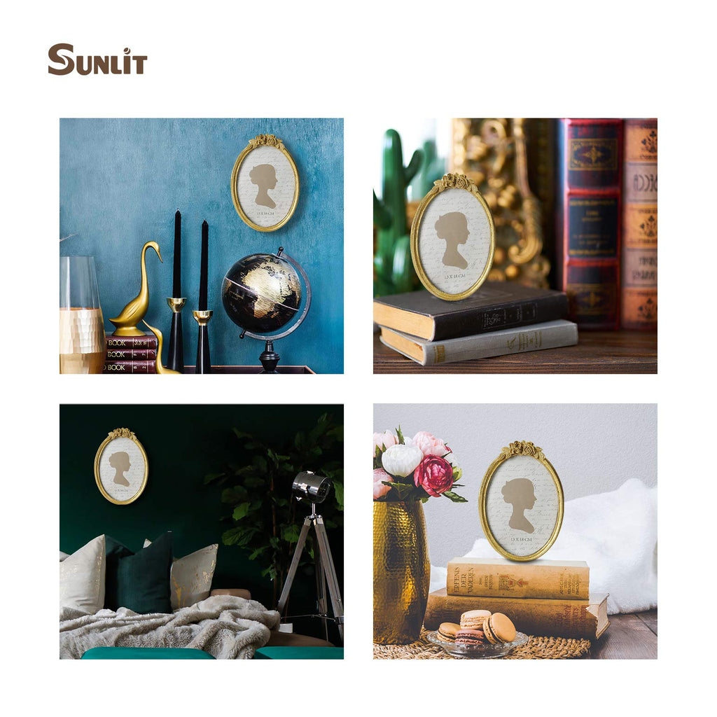 Vintage Picture Frame, Oval Antique Photo Frames with Glass Front, Luxury Photo Display, Tabletop Wall Hanging