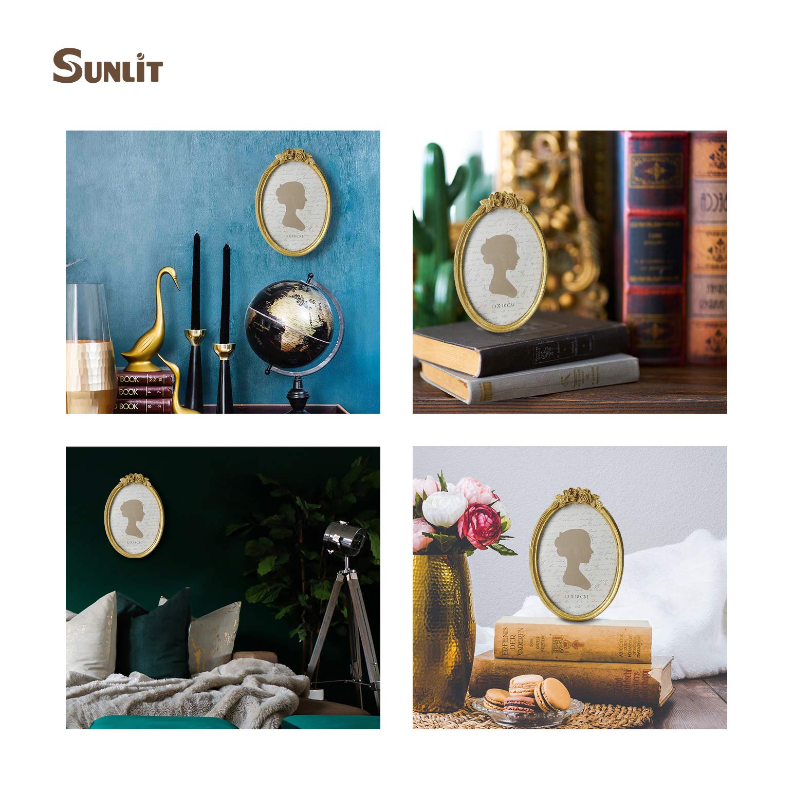 Vintage Picture Frame, Oval Antique Photo Frames with Glass Front, Luxury Photo Display, Tabletop Wall Hanging