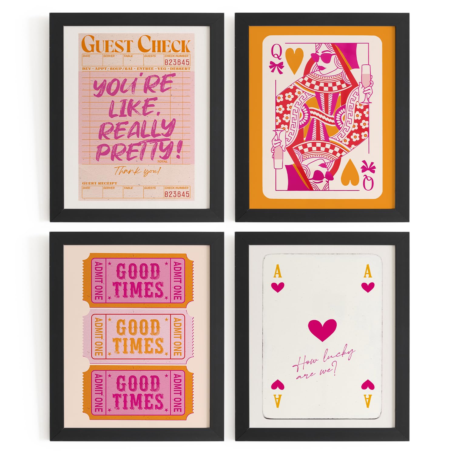 Trendy Leopard Wall Art Prints Set of 4 Funky Lucky 8 Ball Posters Prints Preppy Room Aesthetic Cheetah Wall Decor for Girls Room Dorm Apartment 8x10 Unframed