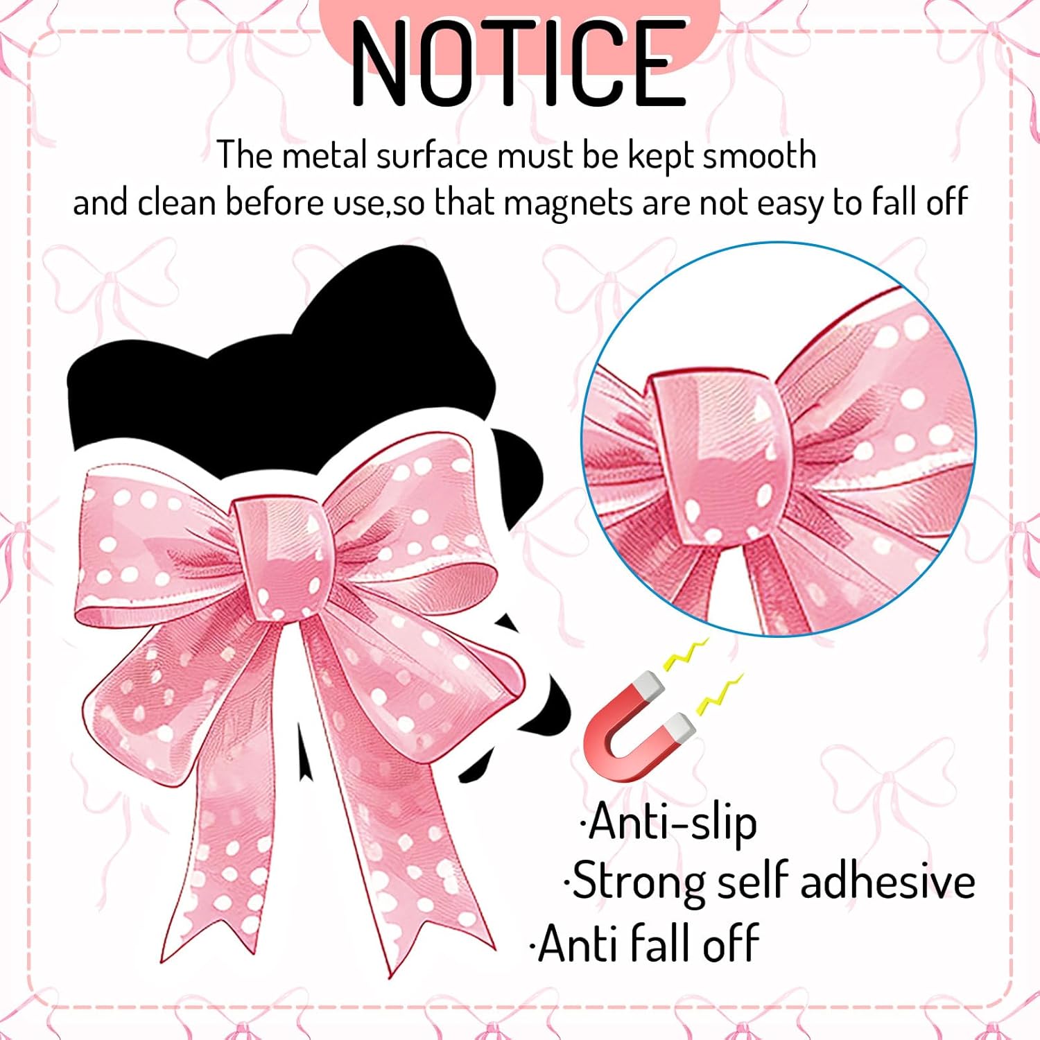 Pink Bow Refrigerator Magnets Decor