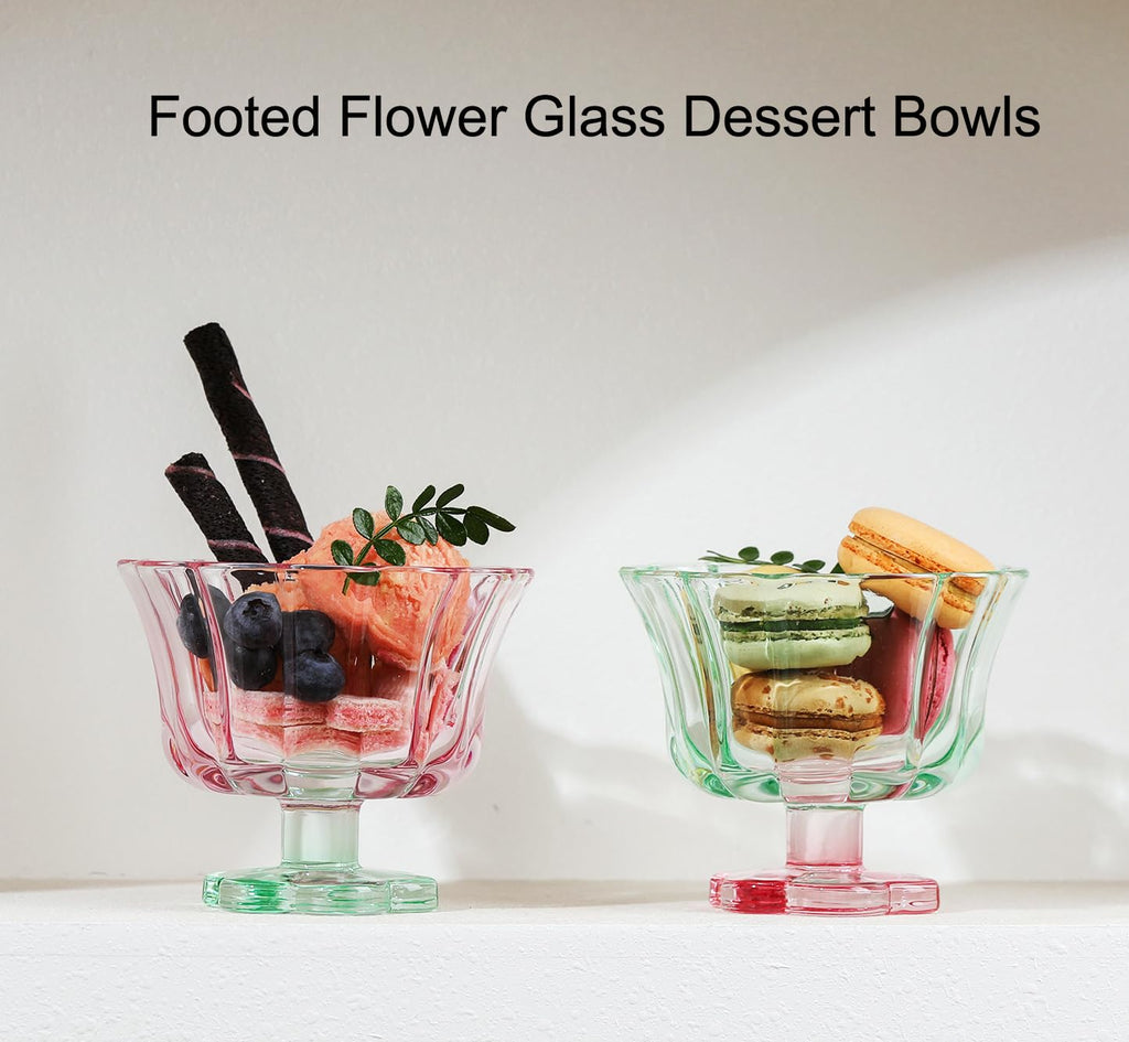 Flower Petal Style Glass Ripple Drinking Glasses Set of 2