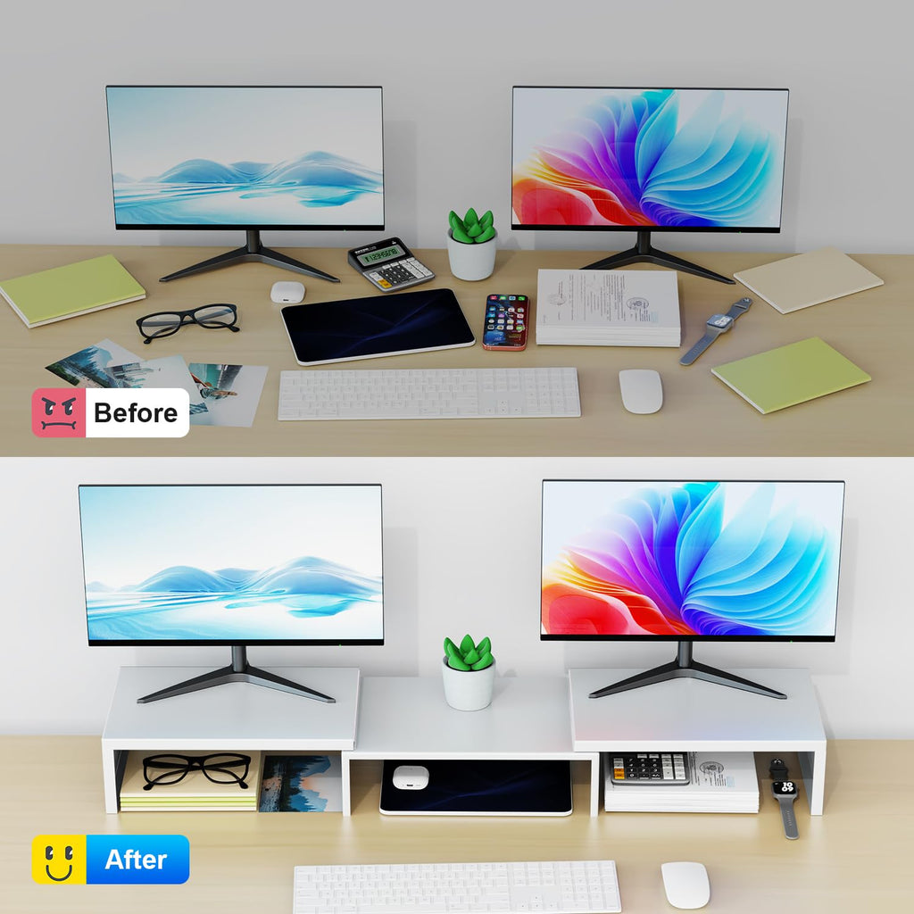 Dual Monitor Stand for Desk, Metal Monitor Riser, Office Supplies and Accessories