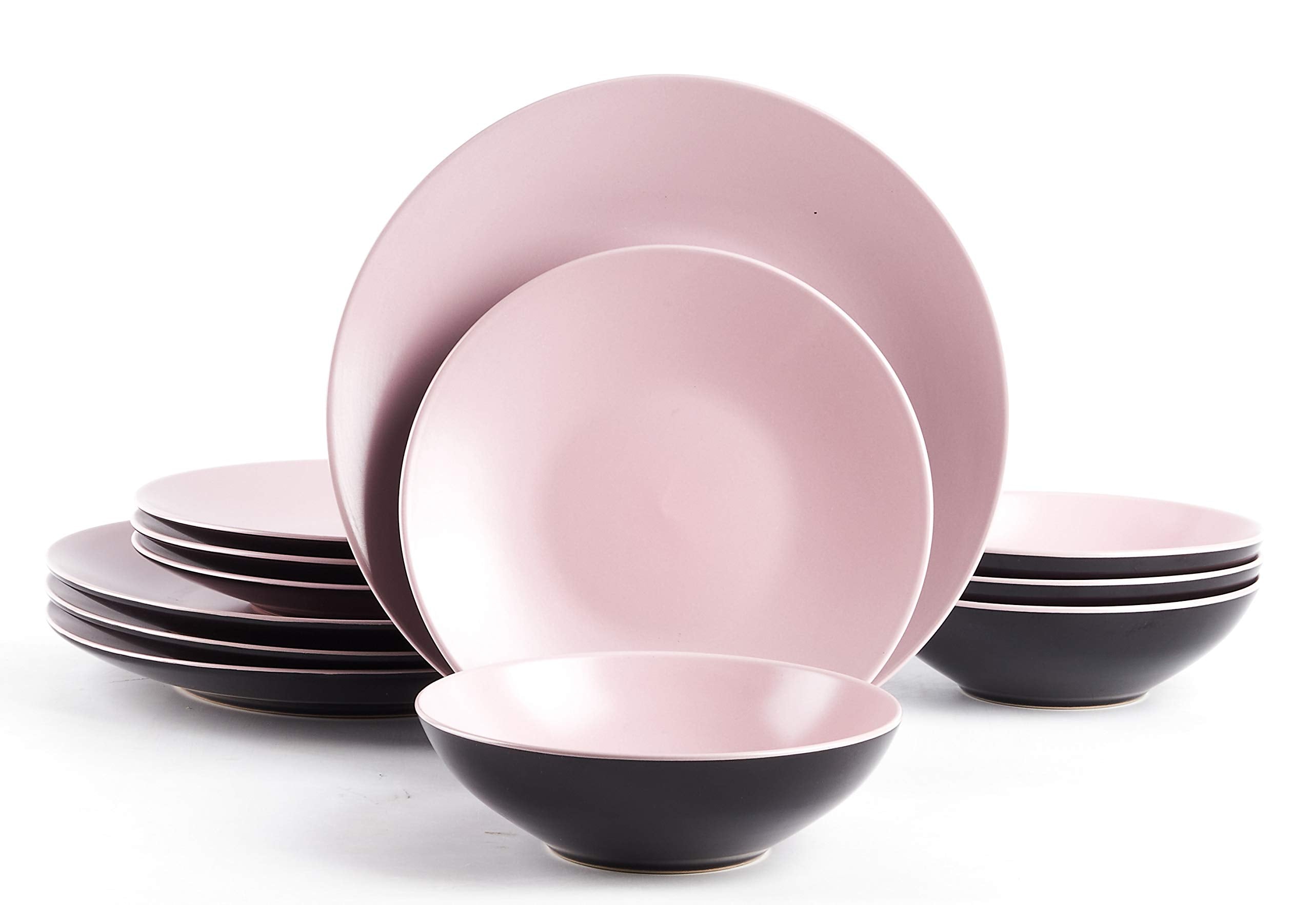 Stoneware Two-Tone Colors Life 12pc Dinner Set