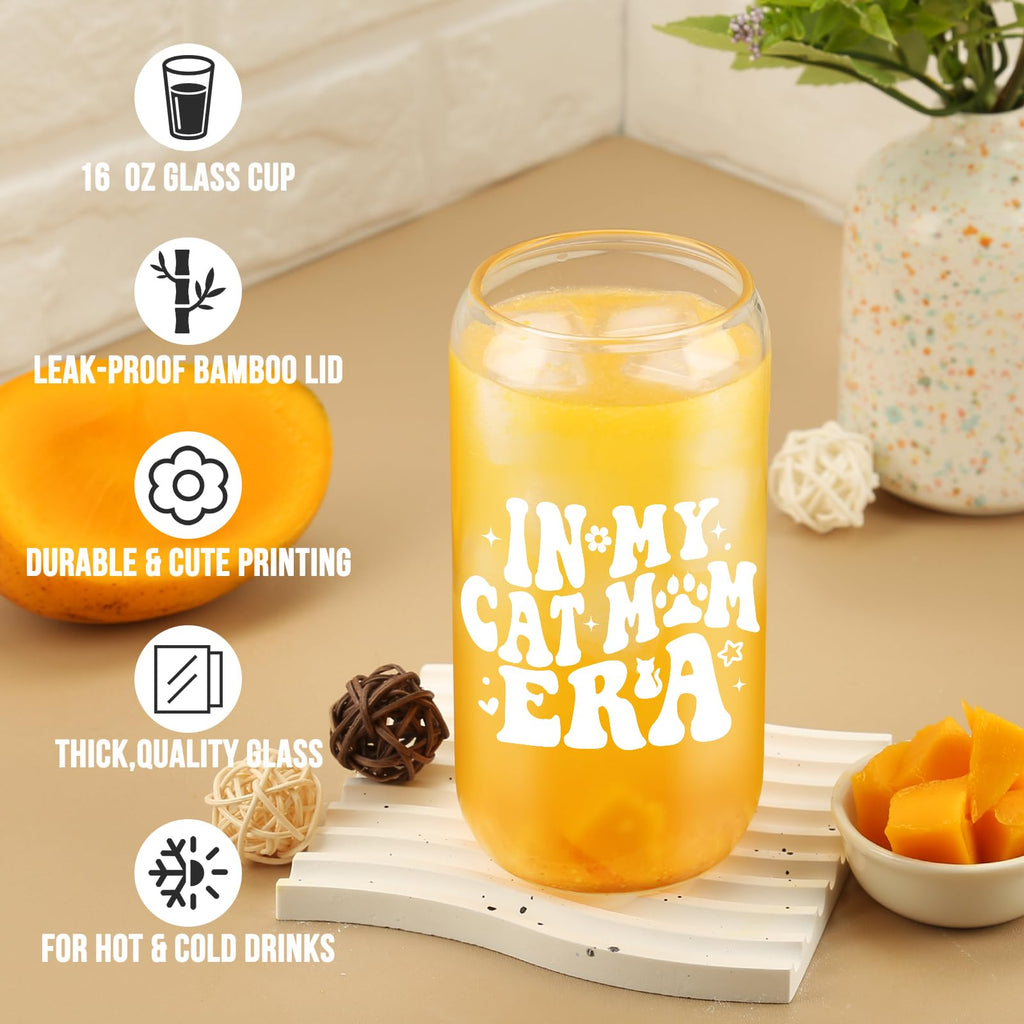 Cherry Bow Cup, Birthday Gifts for Women, Girly Gifts for Her, Sister, Mom, Colleague - 16 OZ Glass Tumbler with Straw & Lid, Coquette Iced Cup