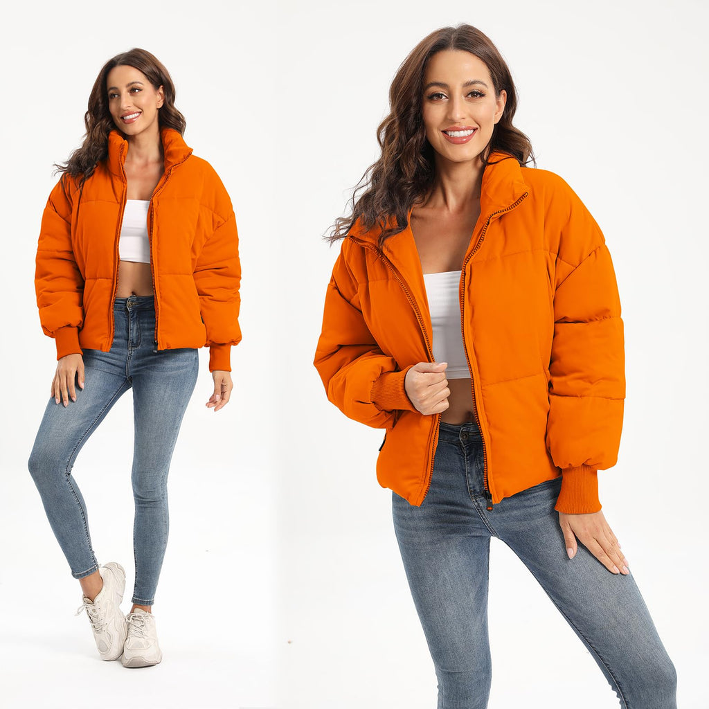 Women's Winter Baggy Zip Puffer jackets Short Down Jacket Coat