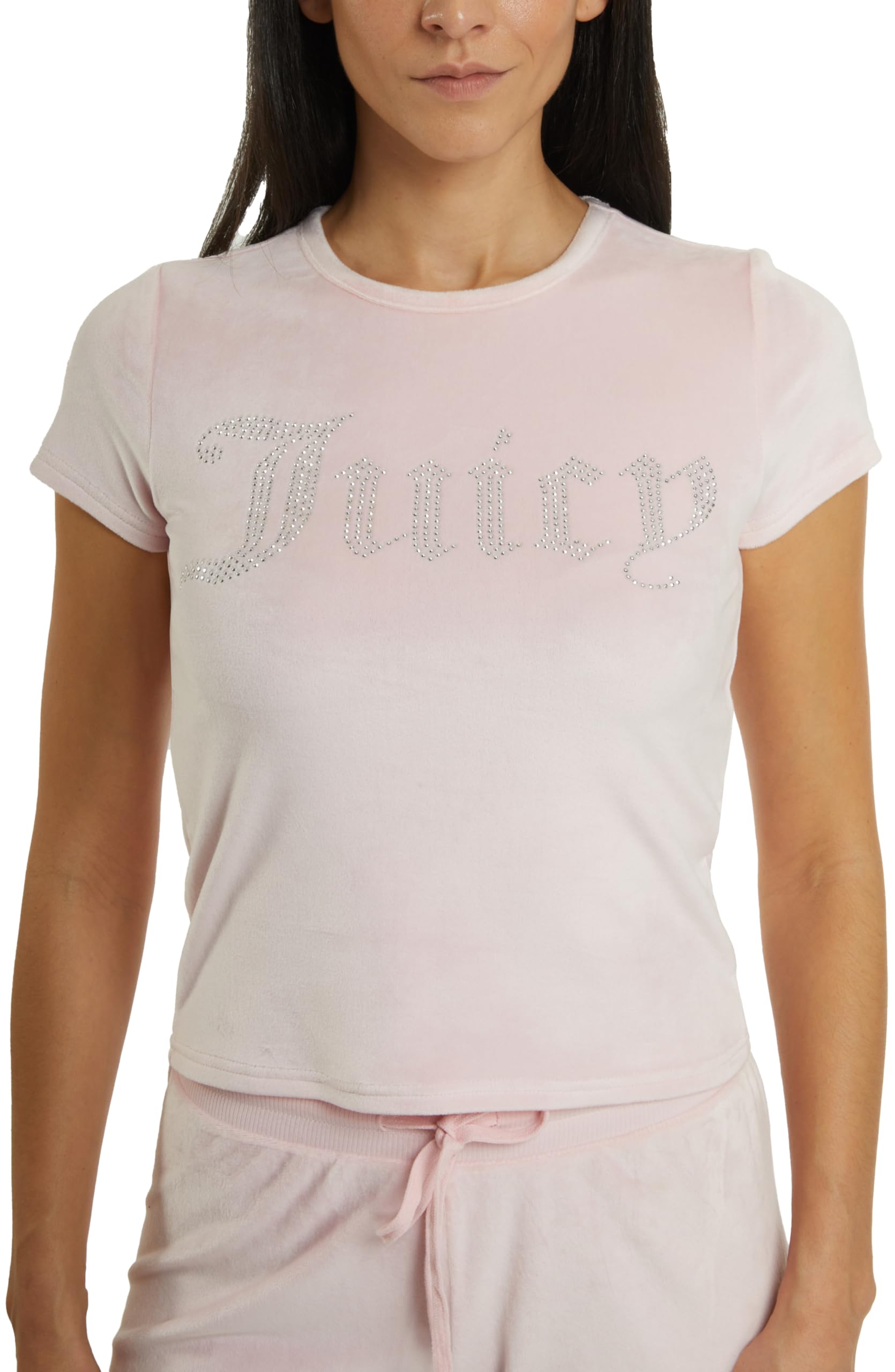 Juicy Couture Women's 2-Piece Velvet Fleece Lounge Sleepwear Set â€?Short Sleeve Shirt and Pants